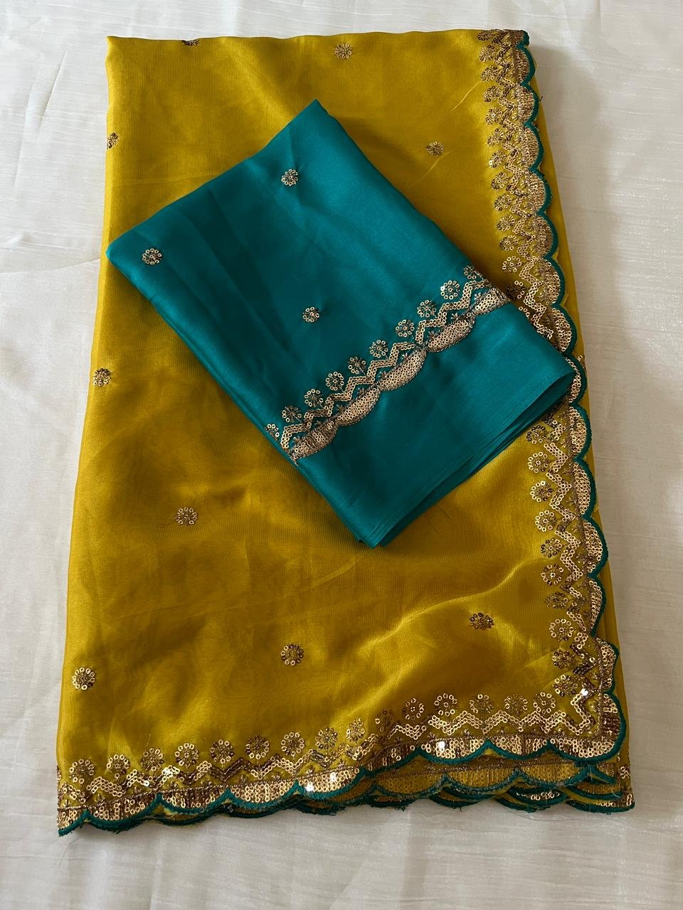 Rangoli silk saree with embroidery image 7