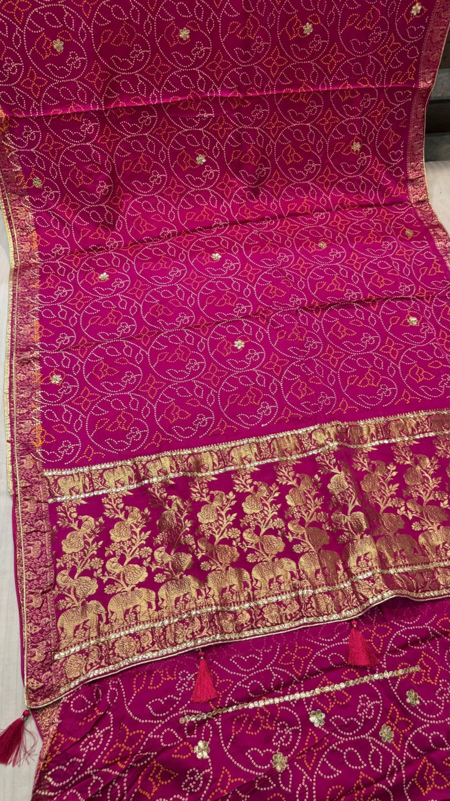 Pure Handloom Gajji Silk Bandej Saree image 5
