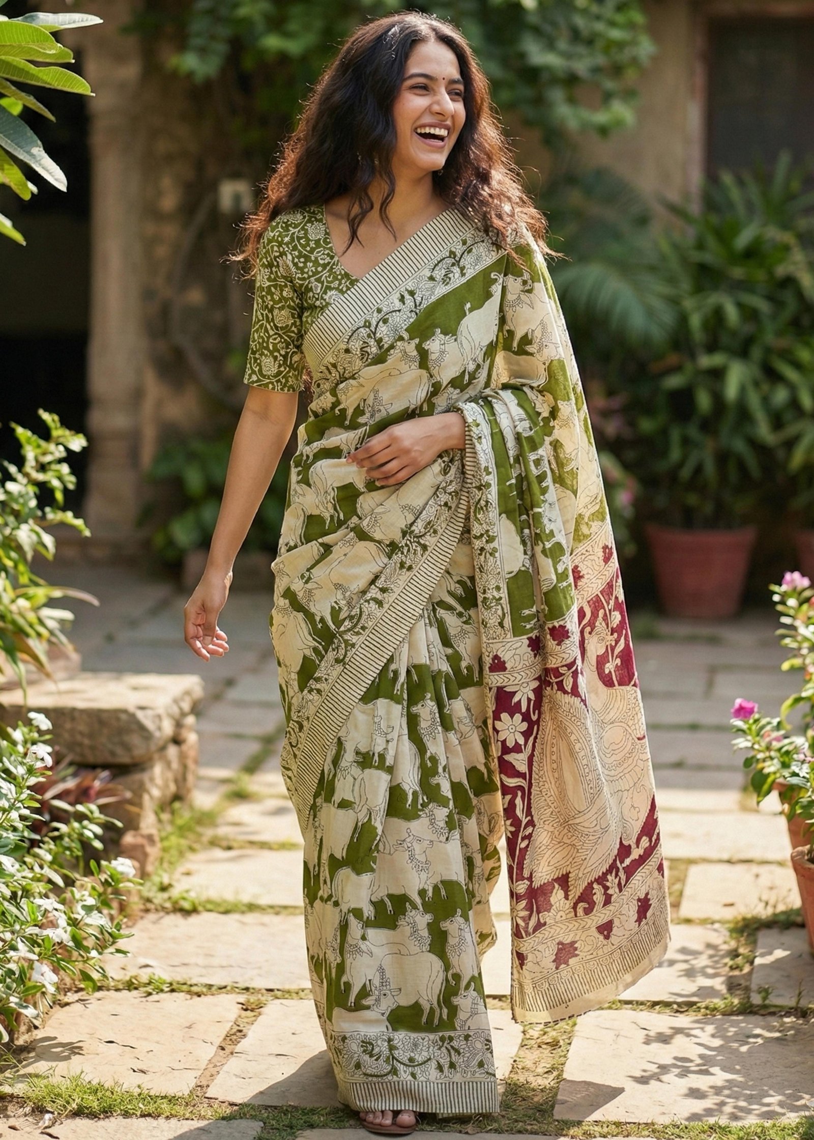 Hand Block Print Sarees Pure Mul Mul image 4