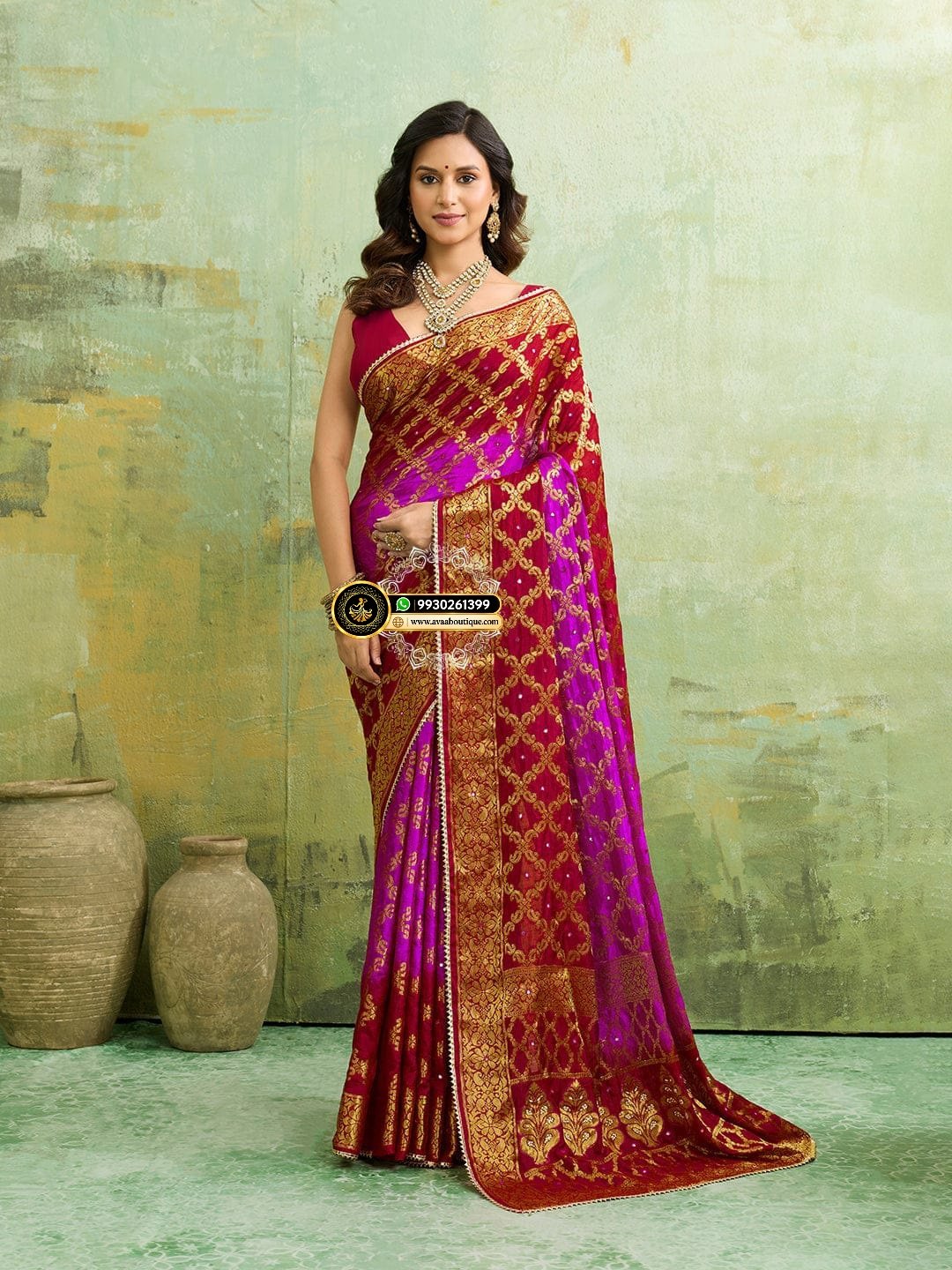 Banarasi Silk With Heavy Zari Work Saree with Handwork (Dual color) image 15