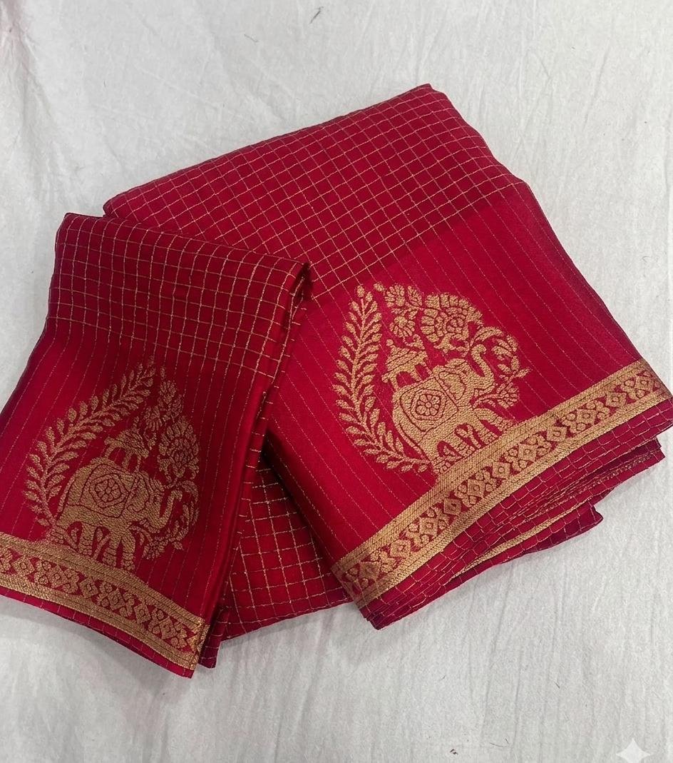 Viscose Chinon Weaving Pattern Saree image 7