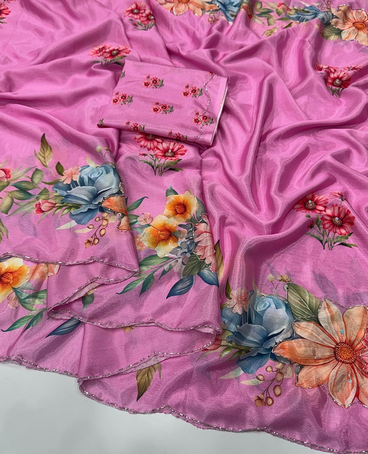 Pure Soft chinon silk saree image 6