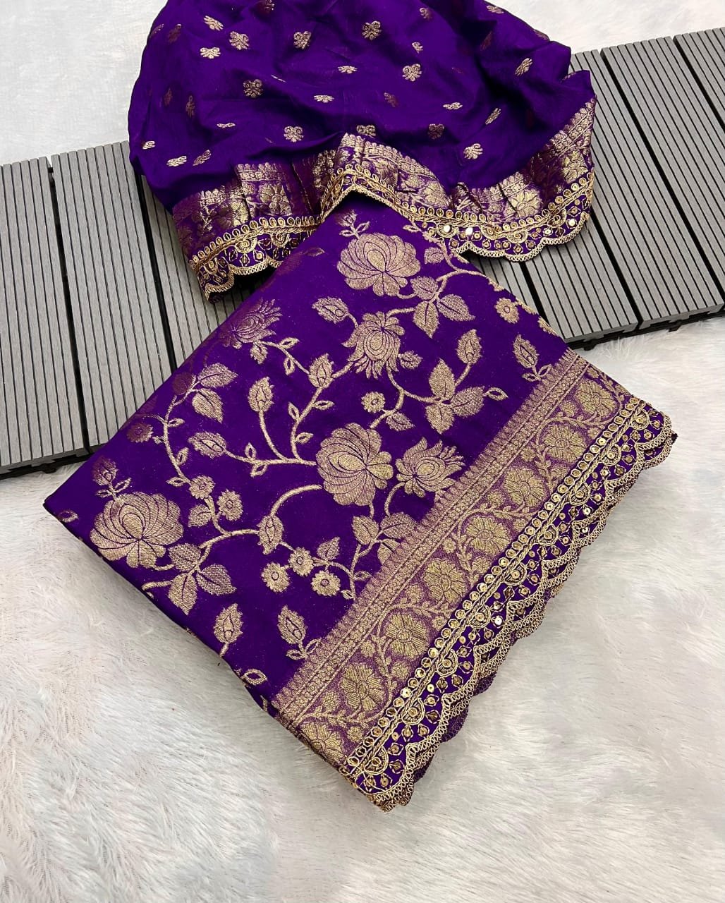Pure Khaddi Georgette Designer Saree image 5