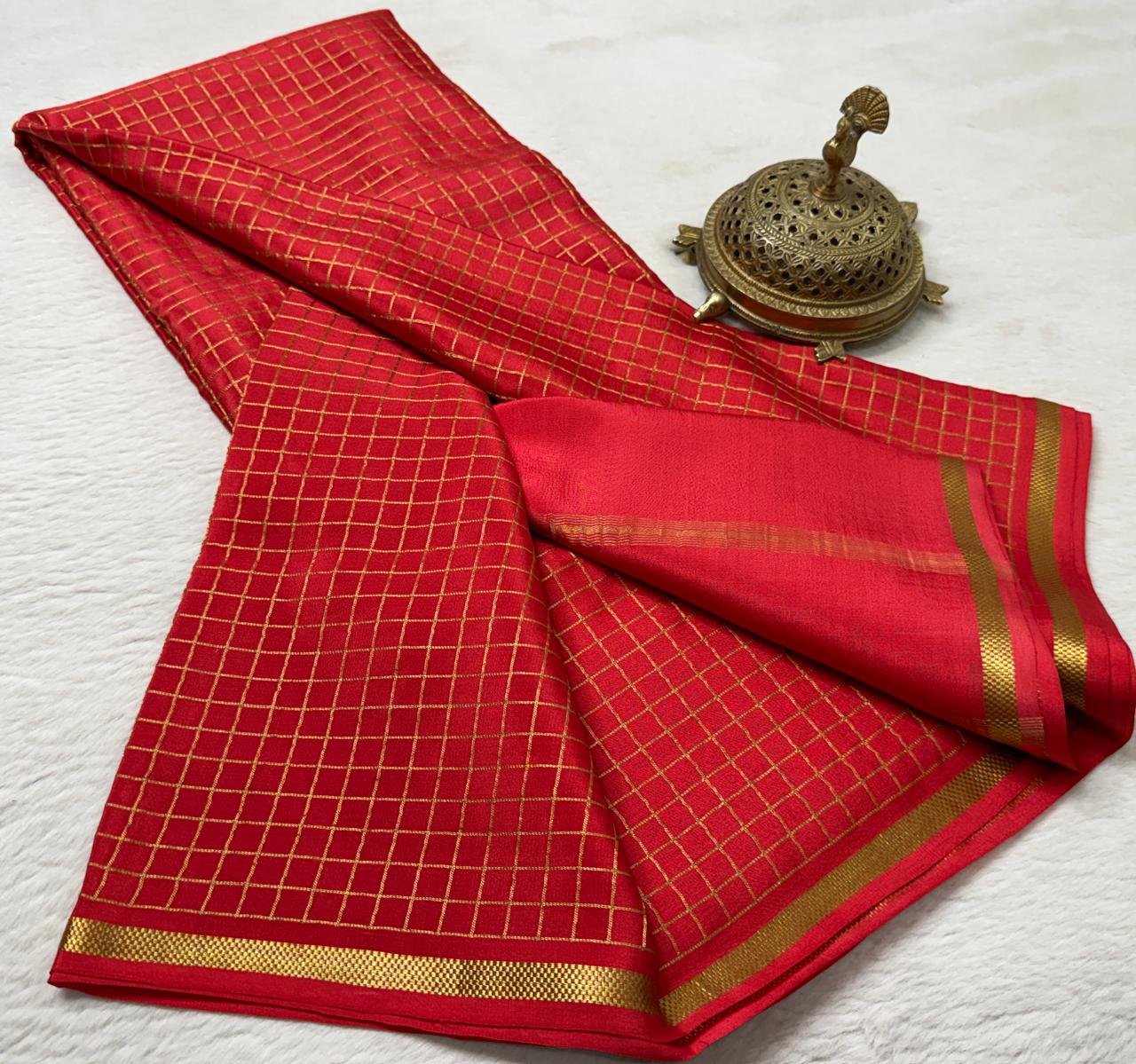 Pure Mysore Checks Sarees image 15