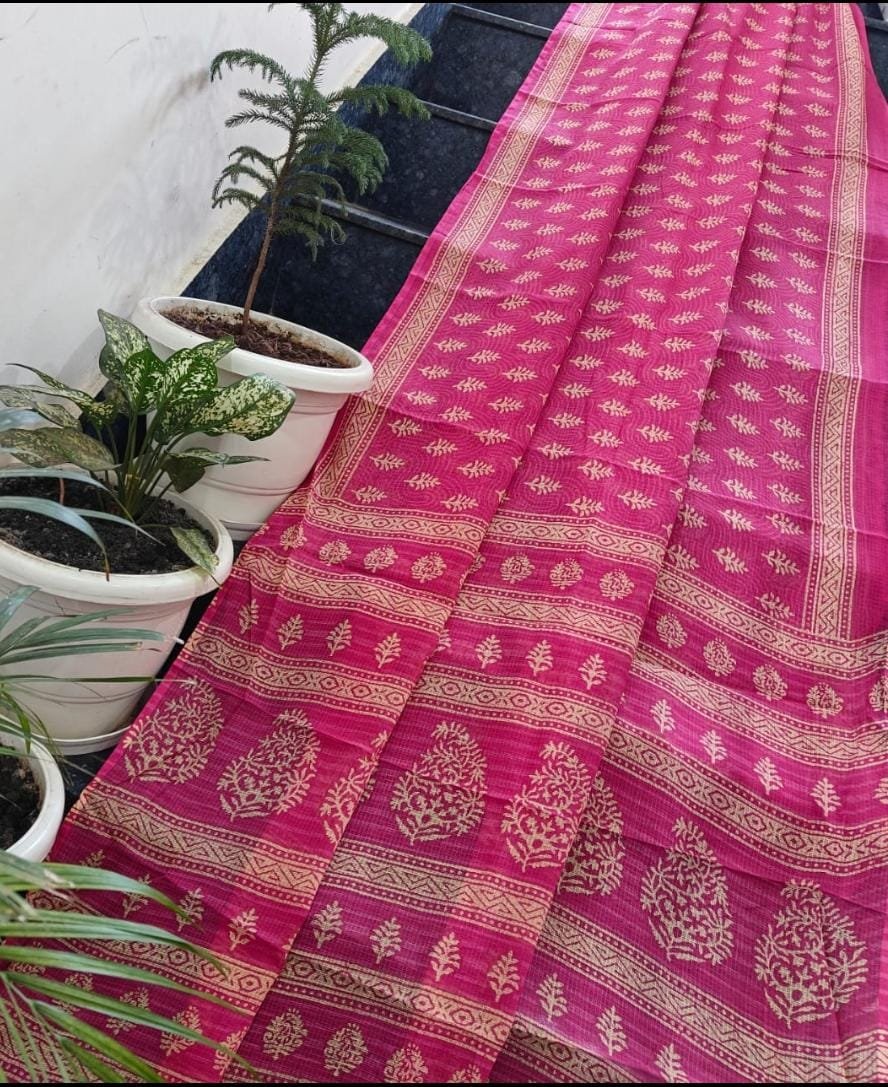 14 Pure Kota Doria Saree Indigo Print image 14