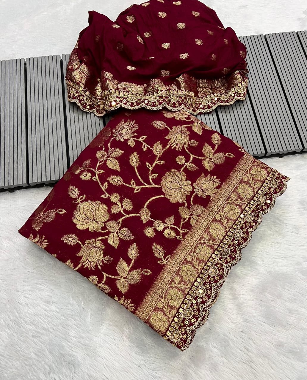 Pure Khaddi Georgette Designer Saree image 4