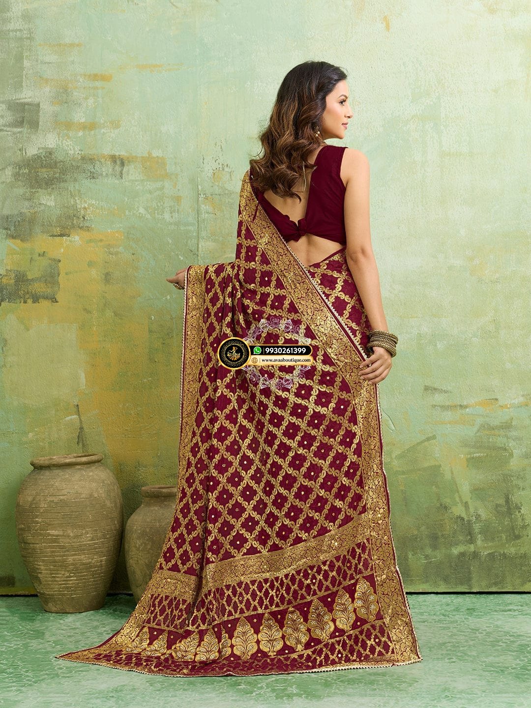 Banarasi Silk With Heavy Zari Work Saree with Handwork (single color) image 3