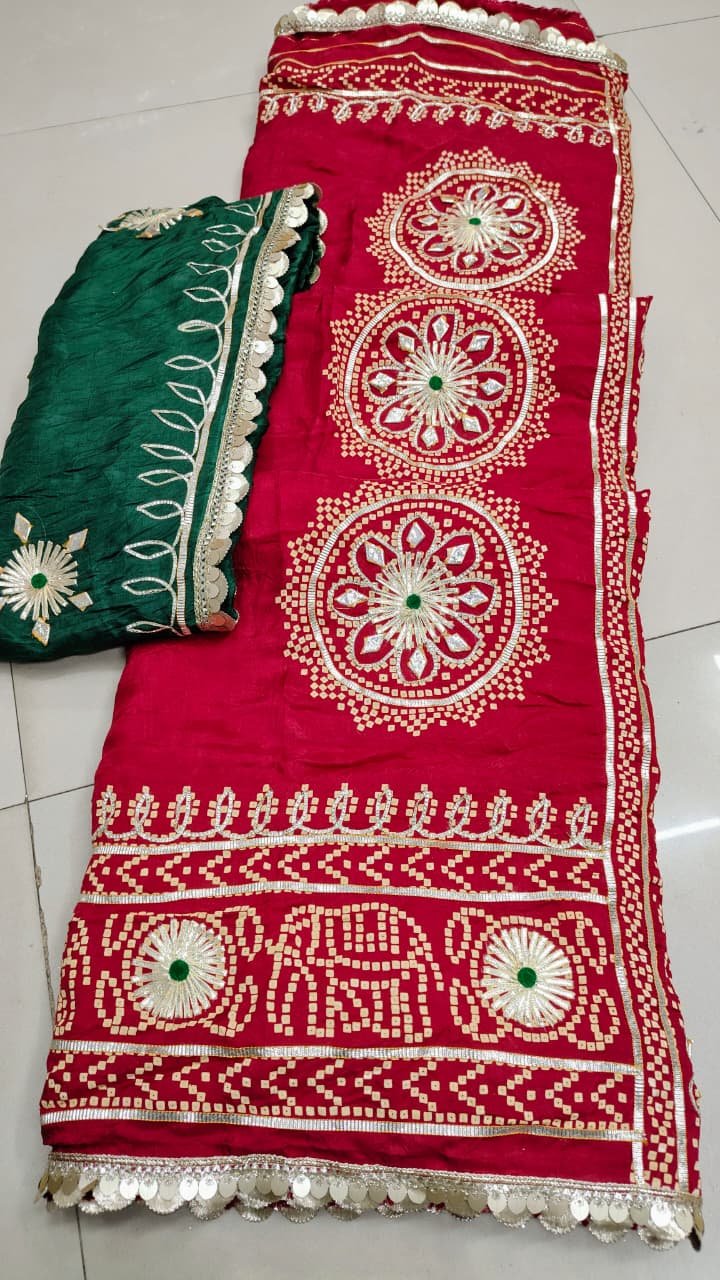 Pure Rajawadi Bhandhani Pallu Saree