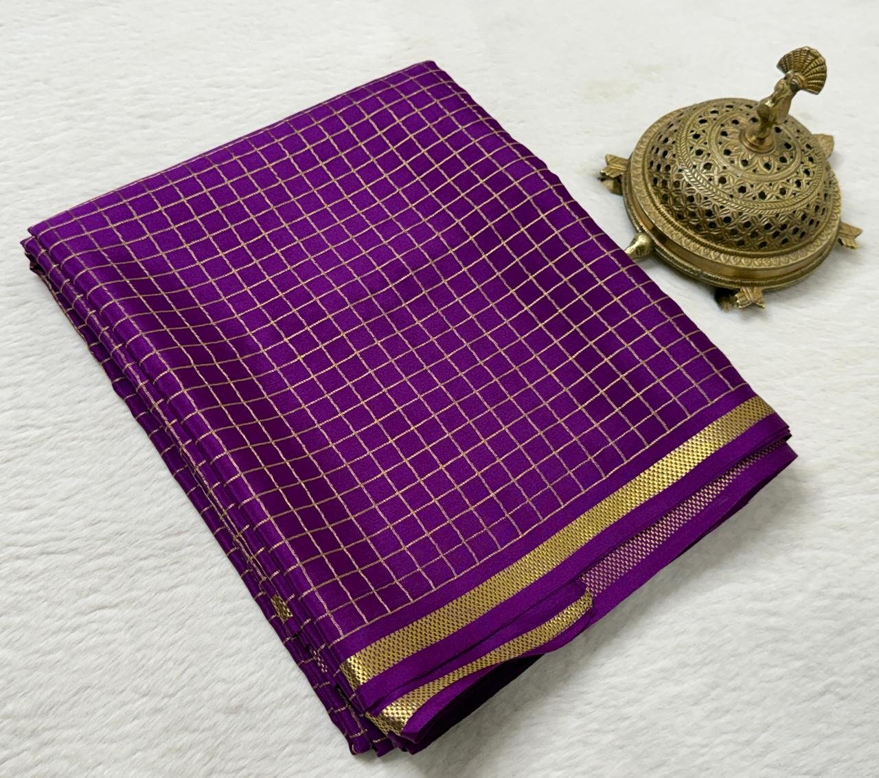 Pure Mysore Checks Sarees image 13
