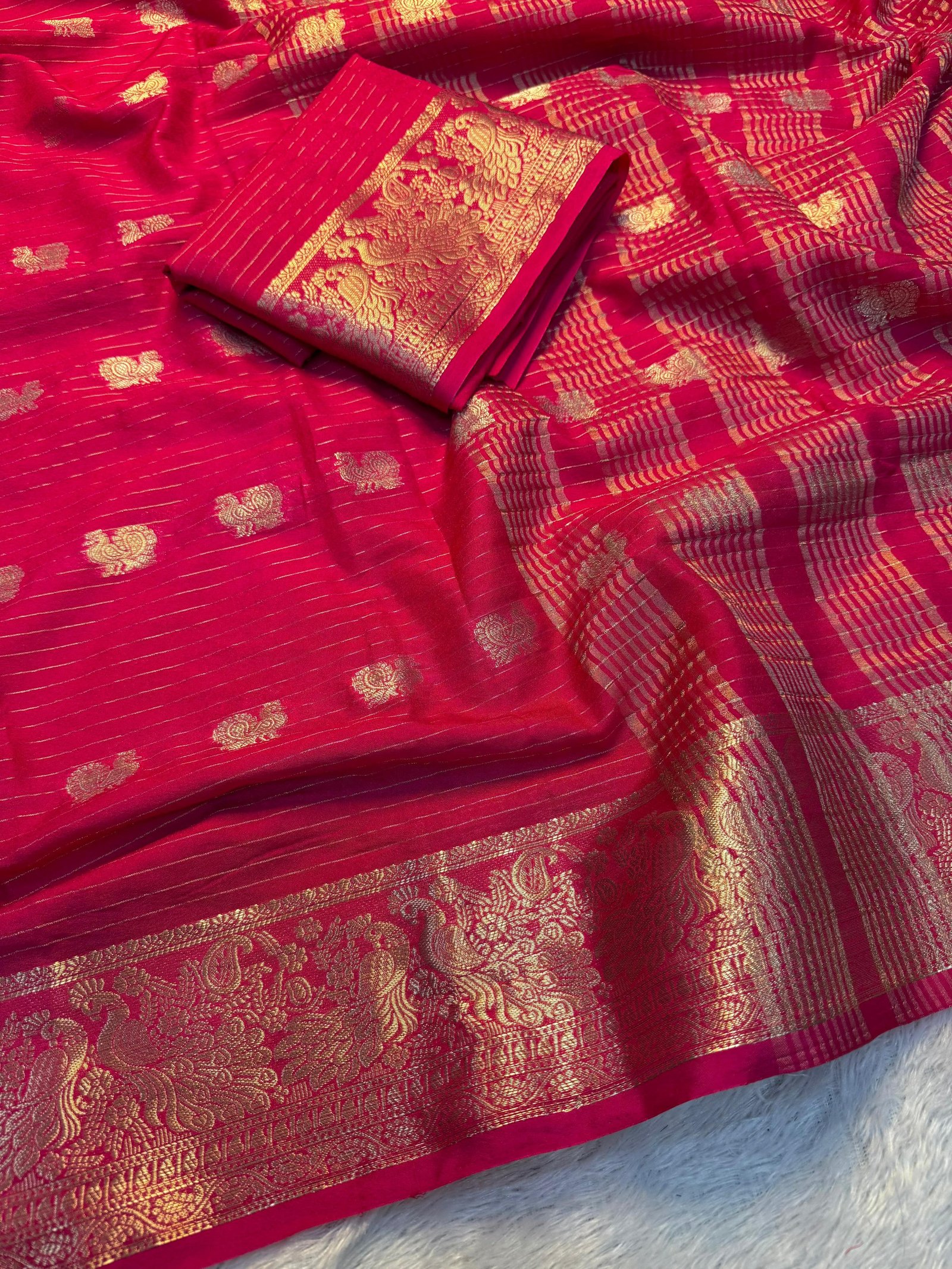 Pure viscose dola silk sarees image 5