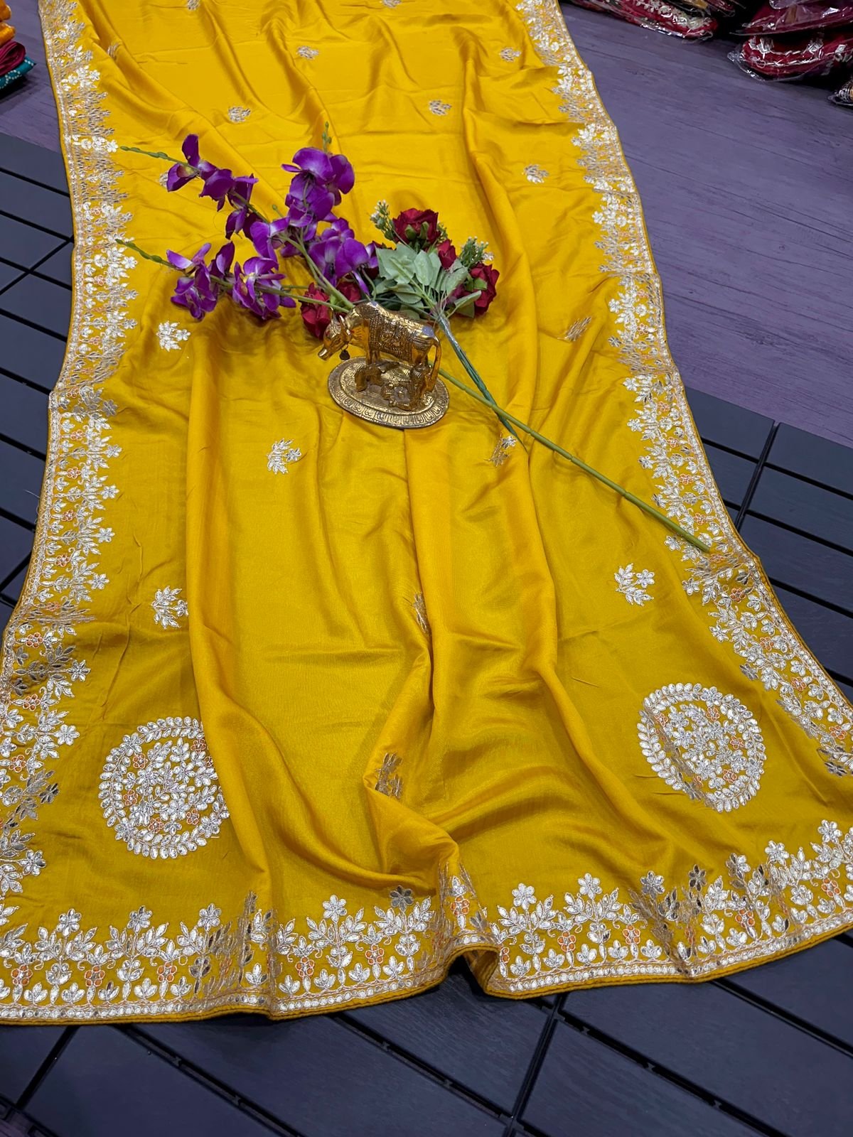 Fancy Gota Foil Designer New Arrival Premium HO Silk Sarees image 5