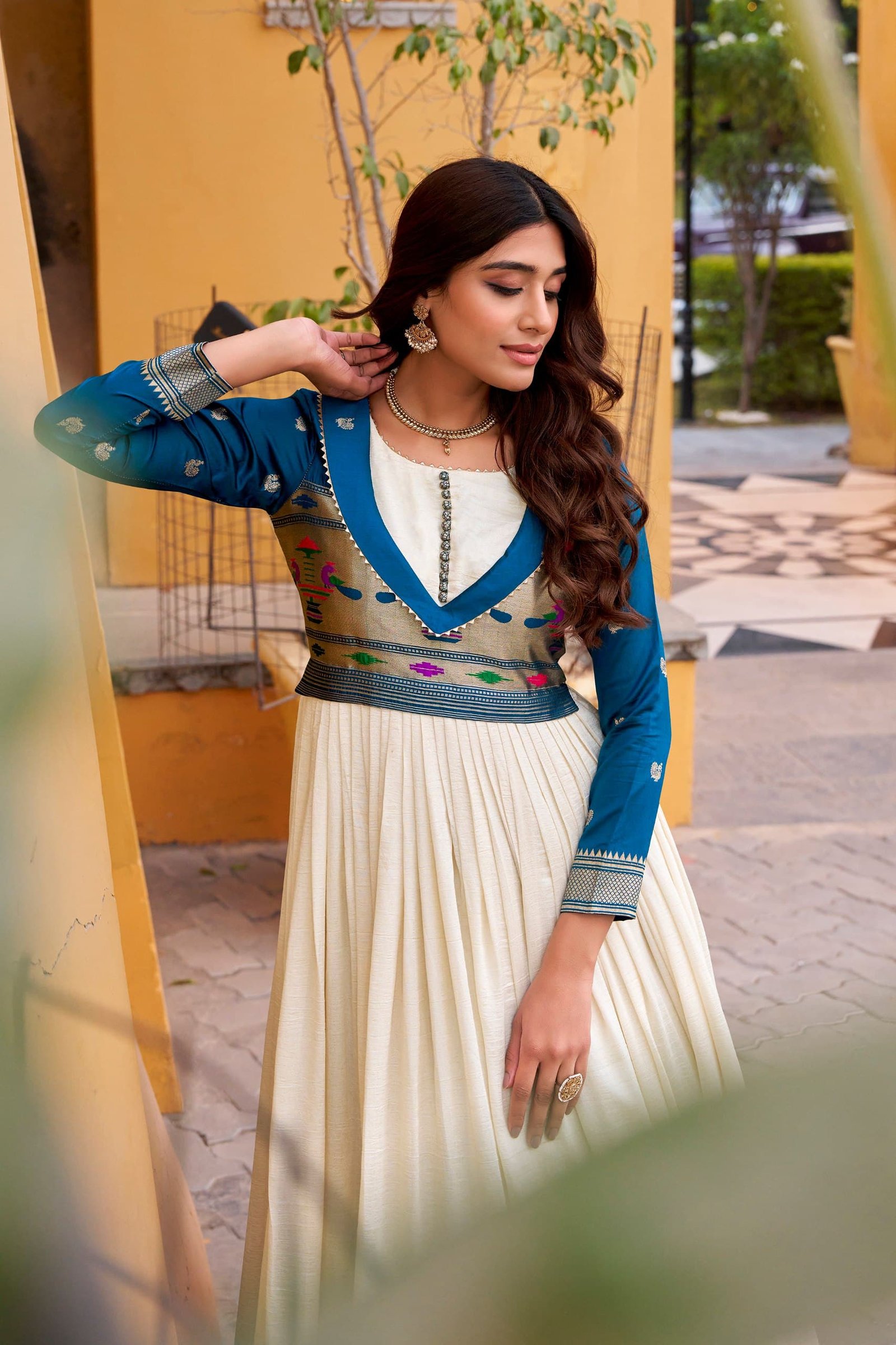 Luxurious Vichitra Silk Gown image 5