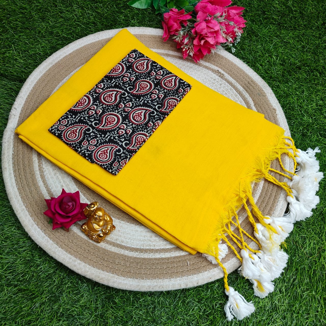 Khadi Cotton Saree 120 Count Premium Quality With Kalamkari Blouse image 10