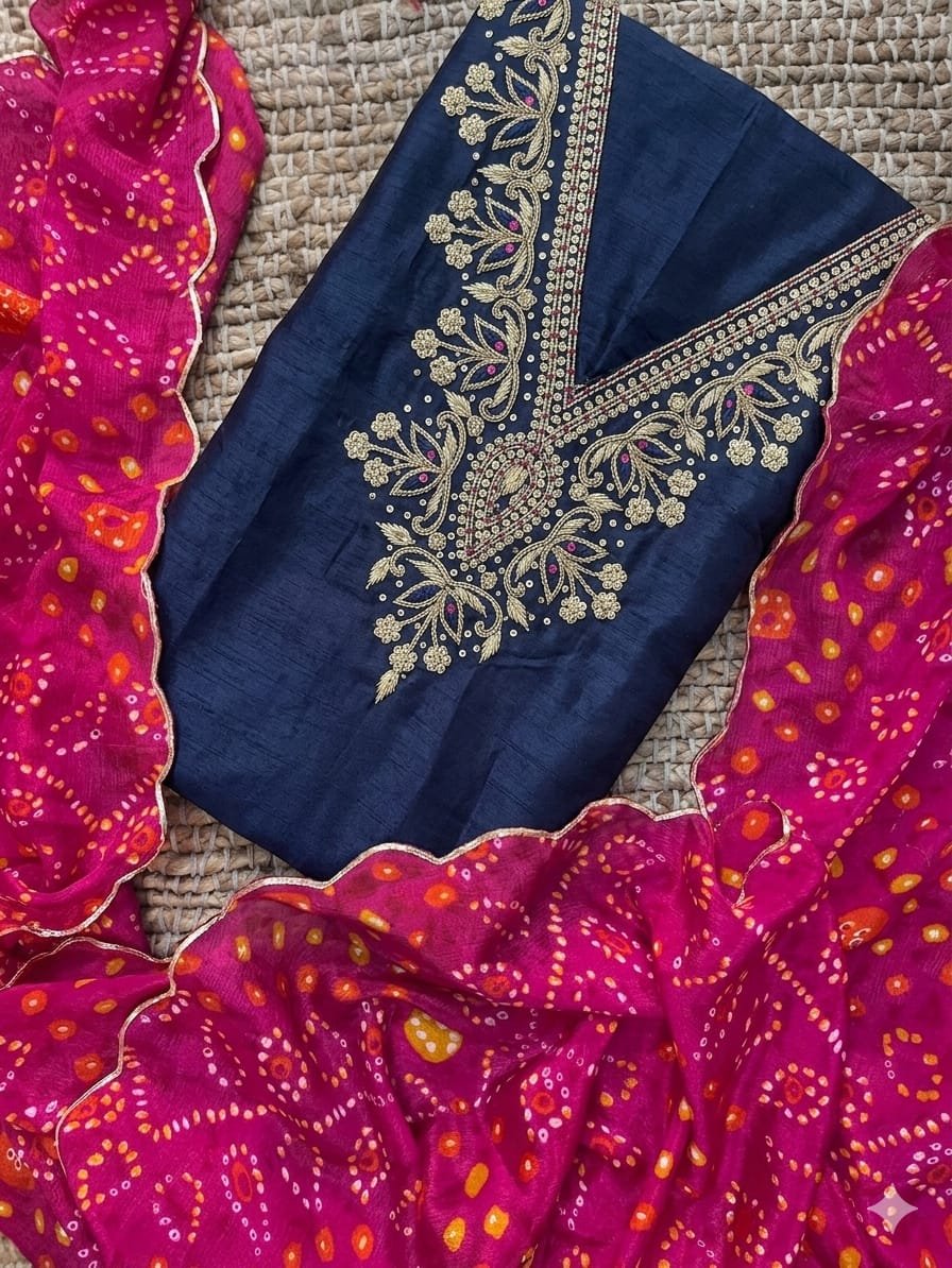 Chanderi kurta with Embroidery image 2