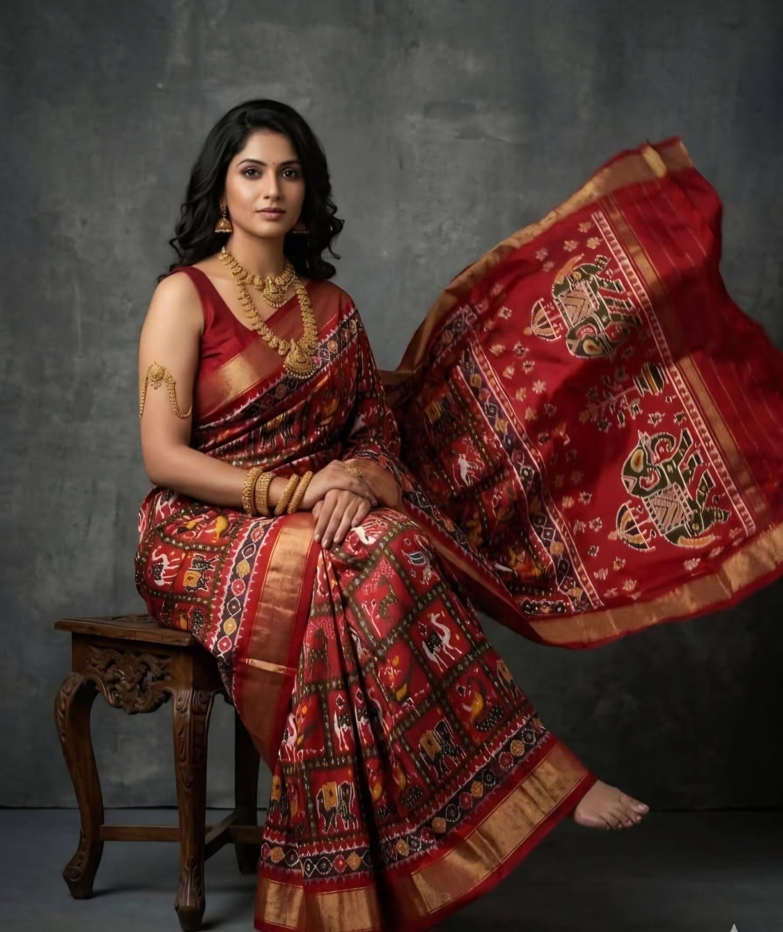 Exclusive Double weaving Ikkat printed Sarees image 6