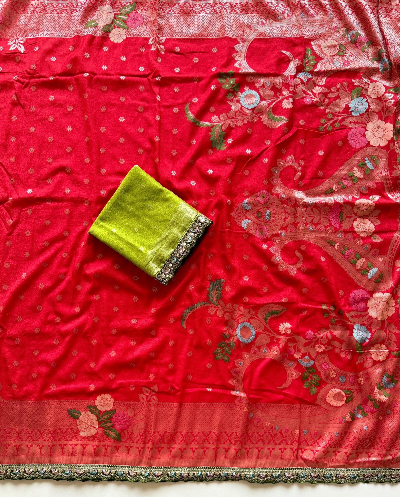 Pure Khadi Crepe Georgette Minakari Weavin Saree image 16