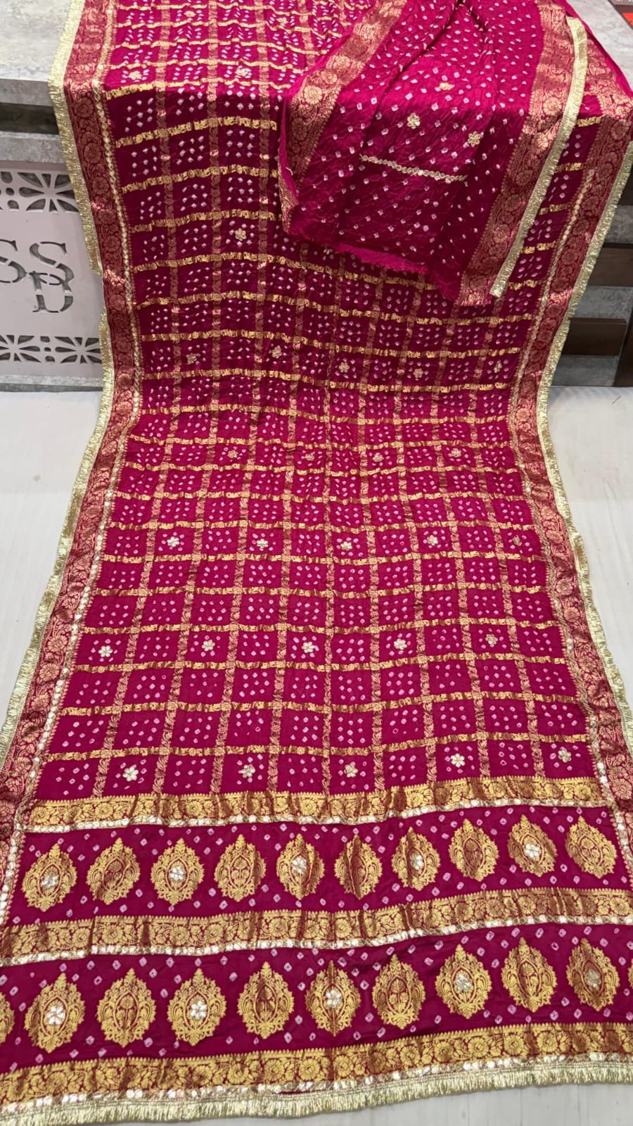 Pure Handloom Gajji Silk Bandej Saree image 8