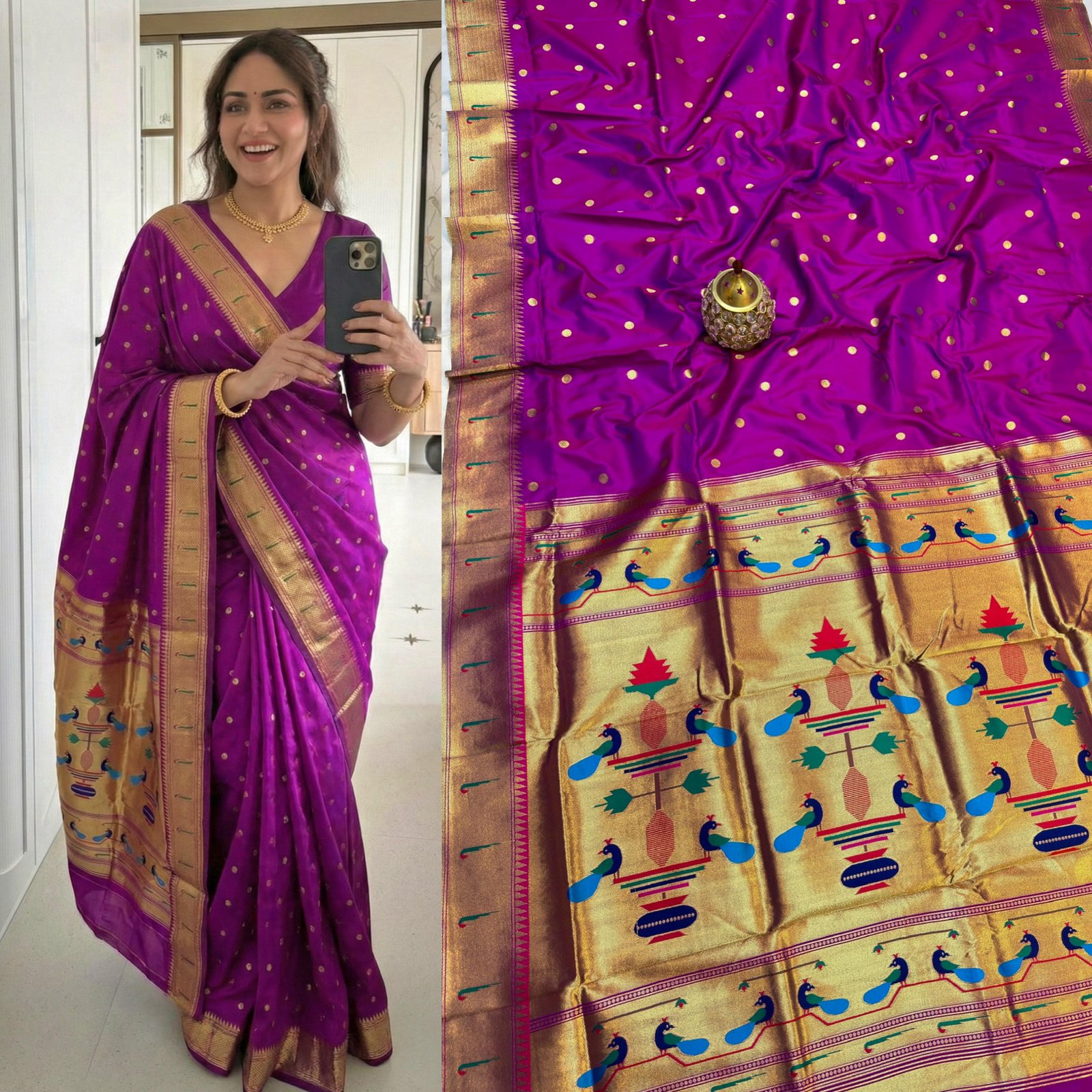 Single Muniya Border Paithani image 11