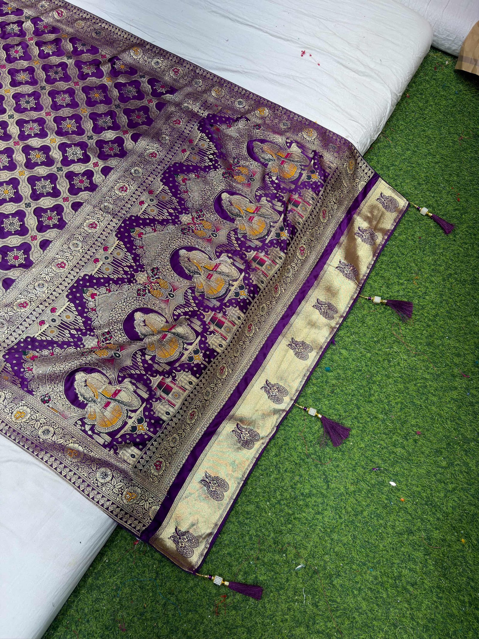 Gaji Satin Silk Saree With Jarkan image 7