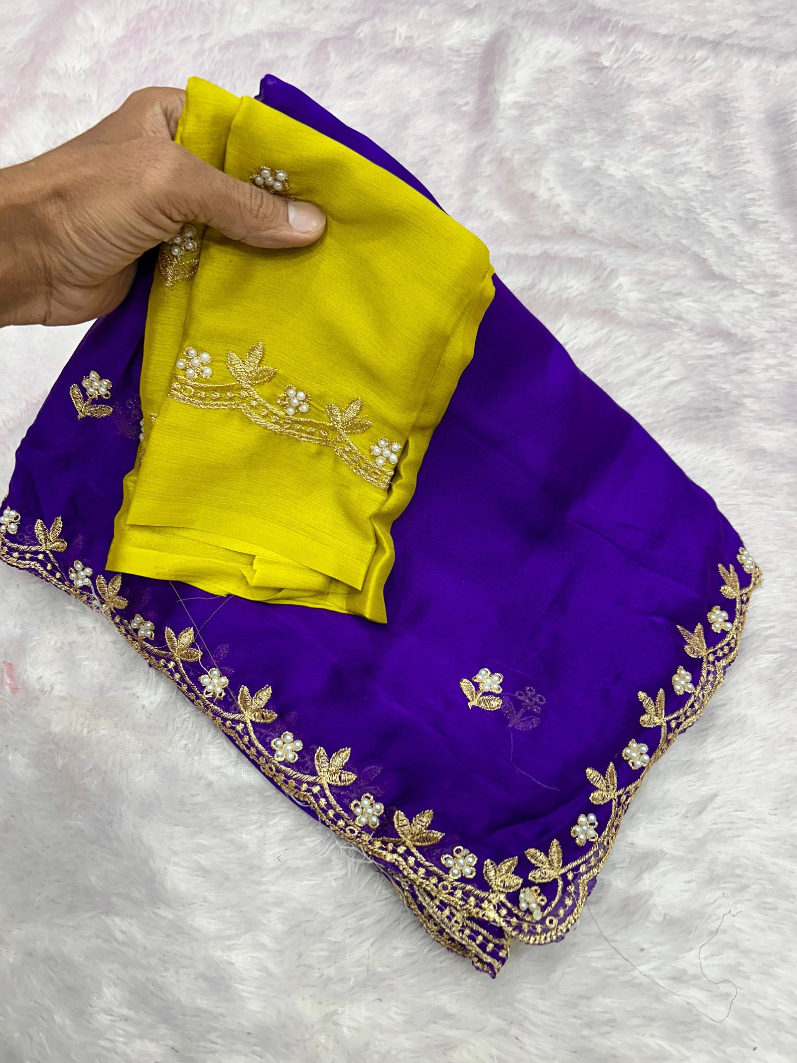 Moss chiffon saree image 8