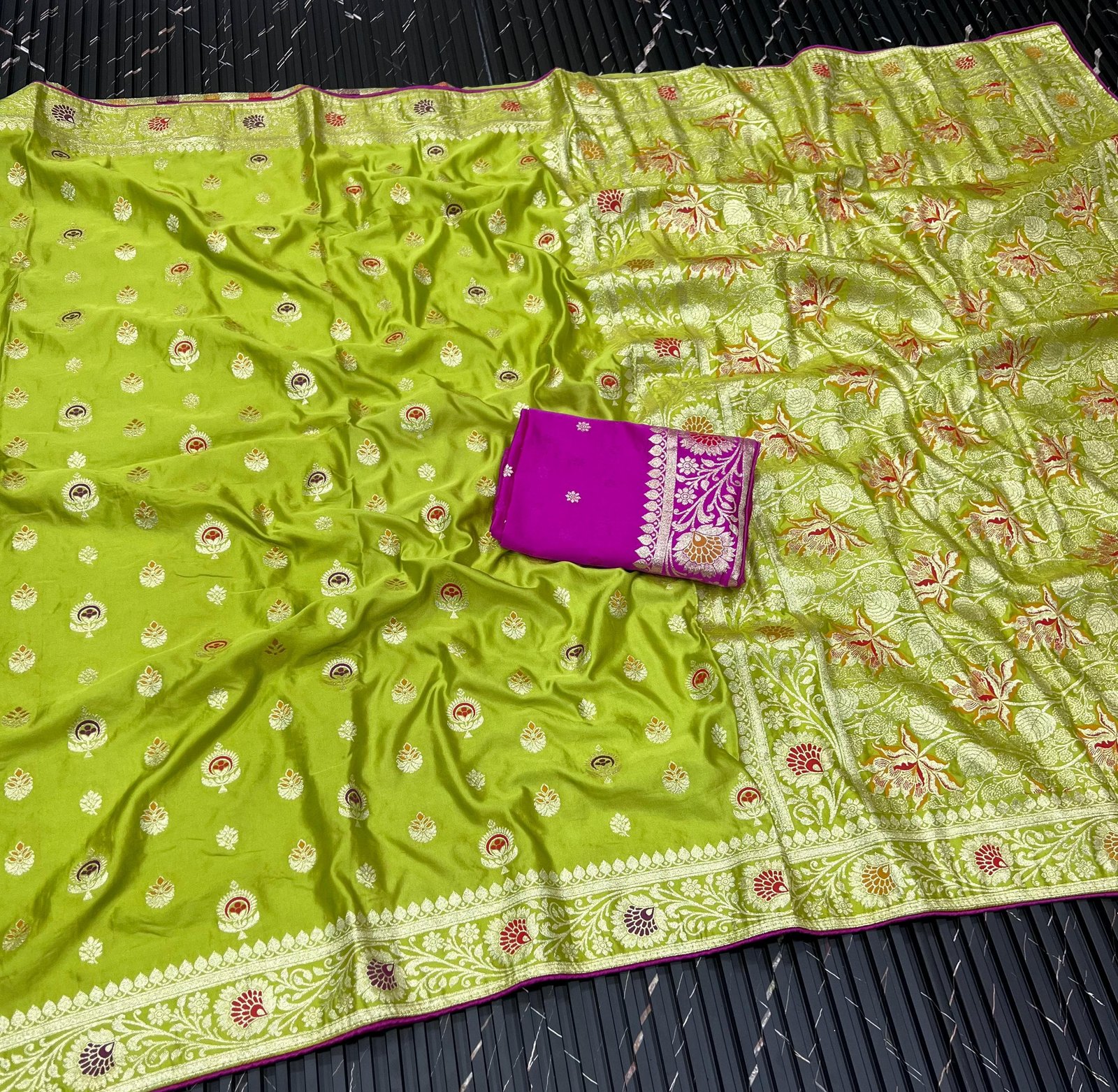 Pure Satin Gaji Silk Jacquard Saree image 4