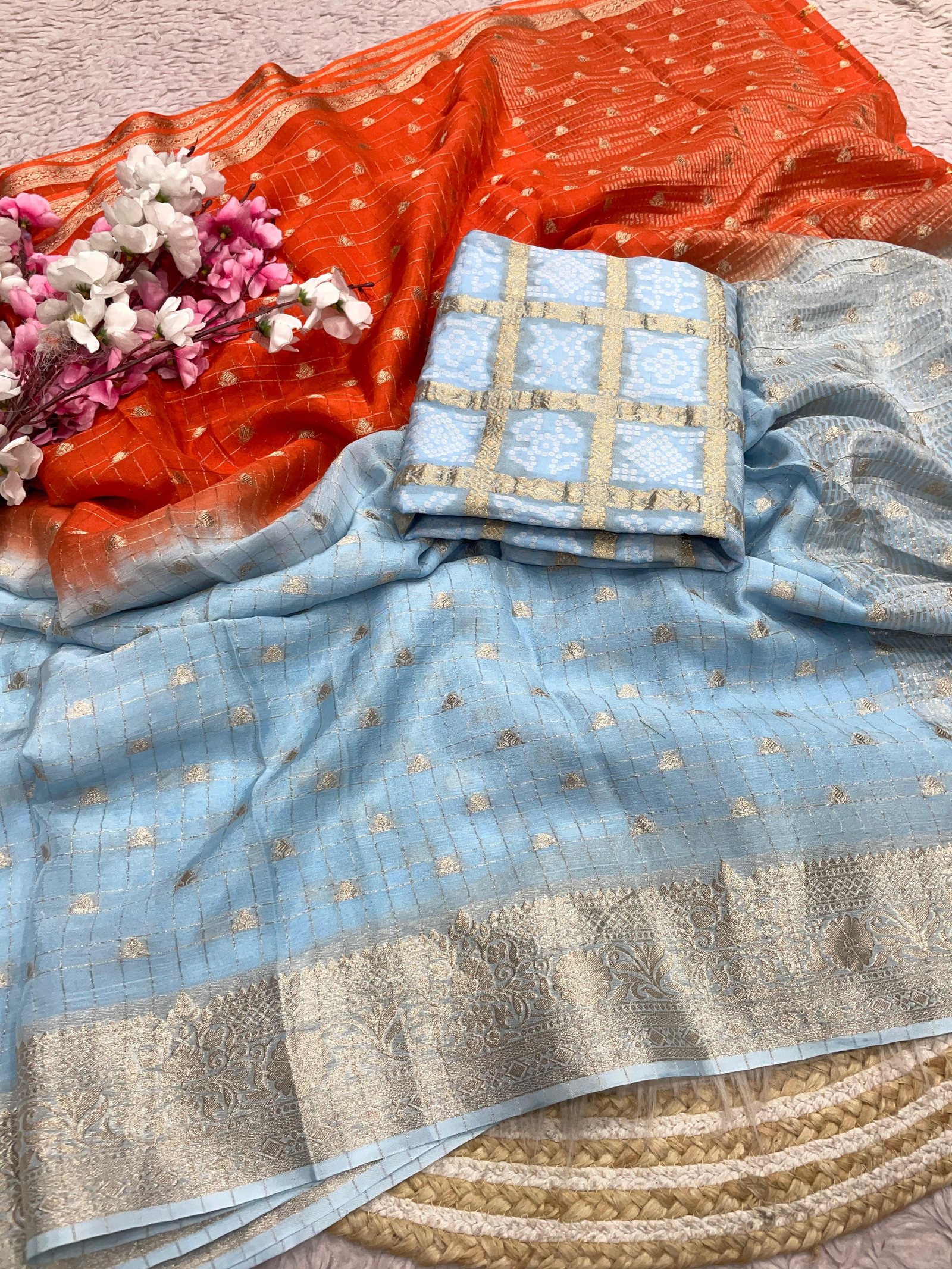 Pure Chinon Chiffon Silk Weaving Saree image 3