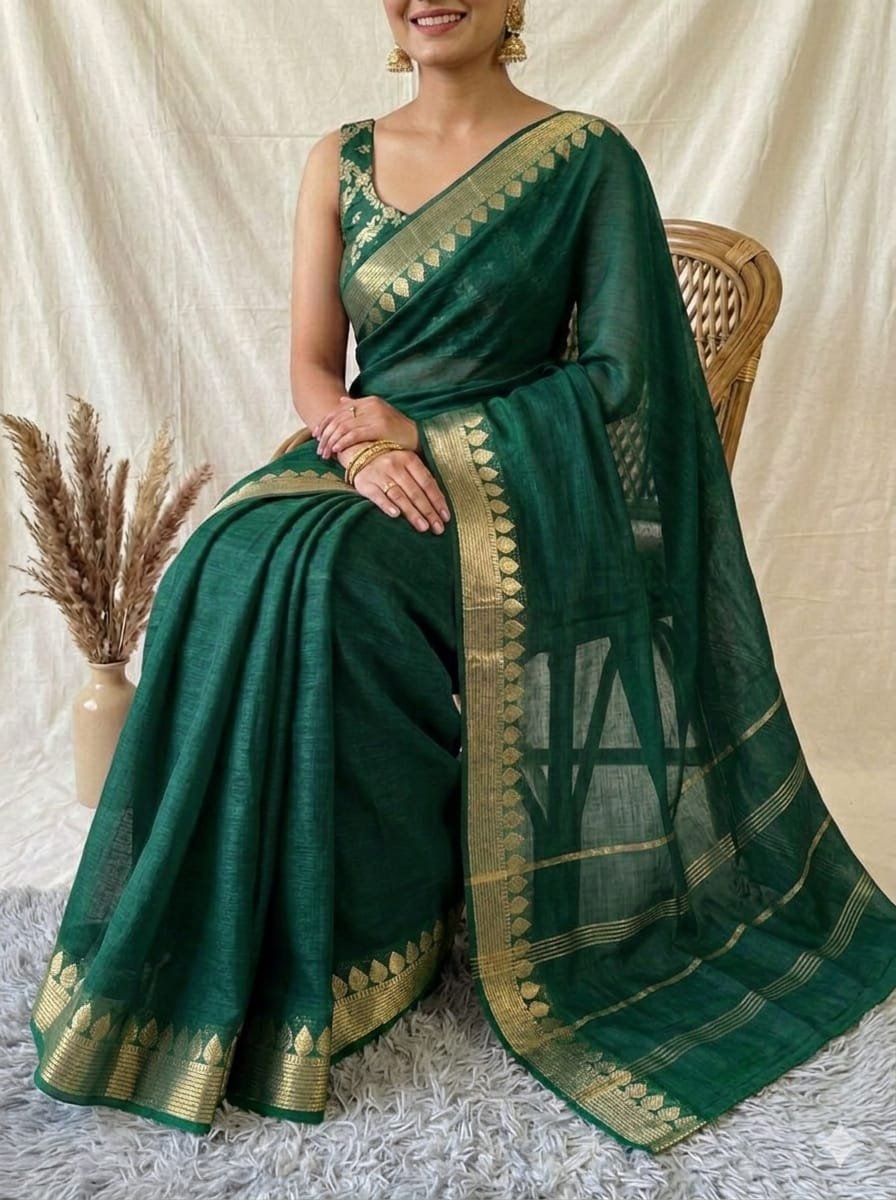 Pure Chinon chiffon zari weaving border sarees