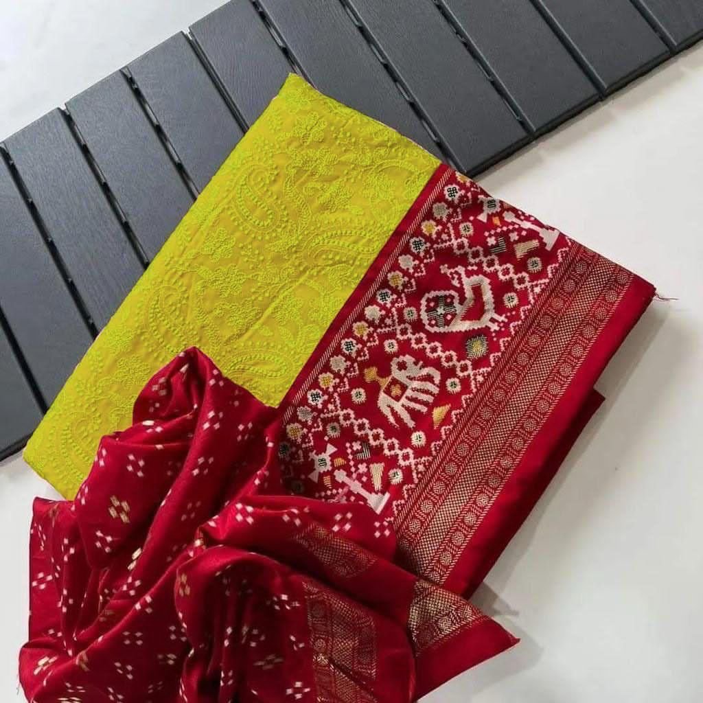 Premium Georgette chikankari lucknowi embroidered saree image 19