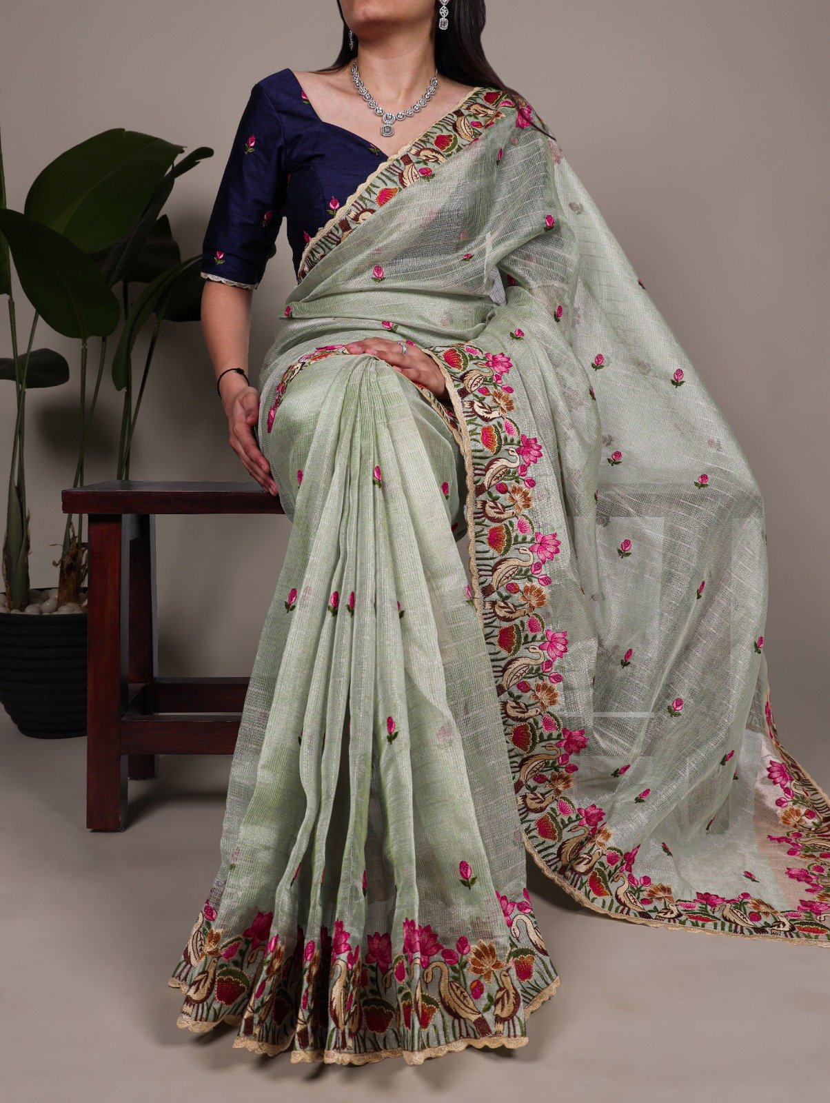 14 Kota Doria Zari Tissue Saree image 6