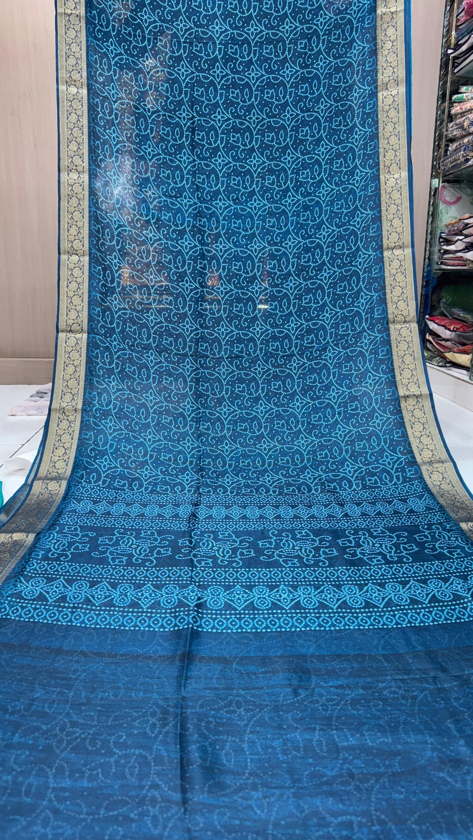 Shikakari Moss Chiffon Bandhani Saree image 3