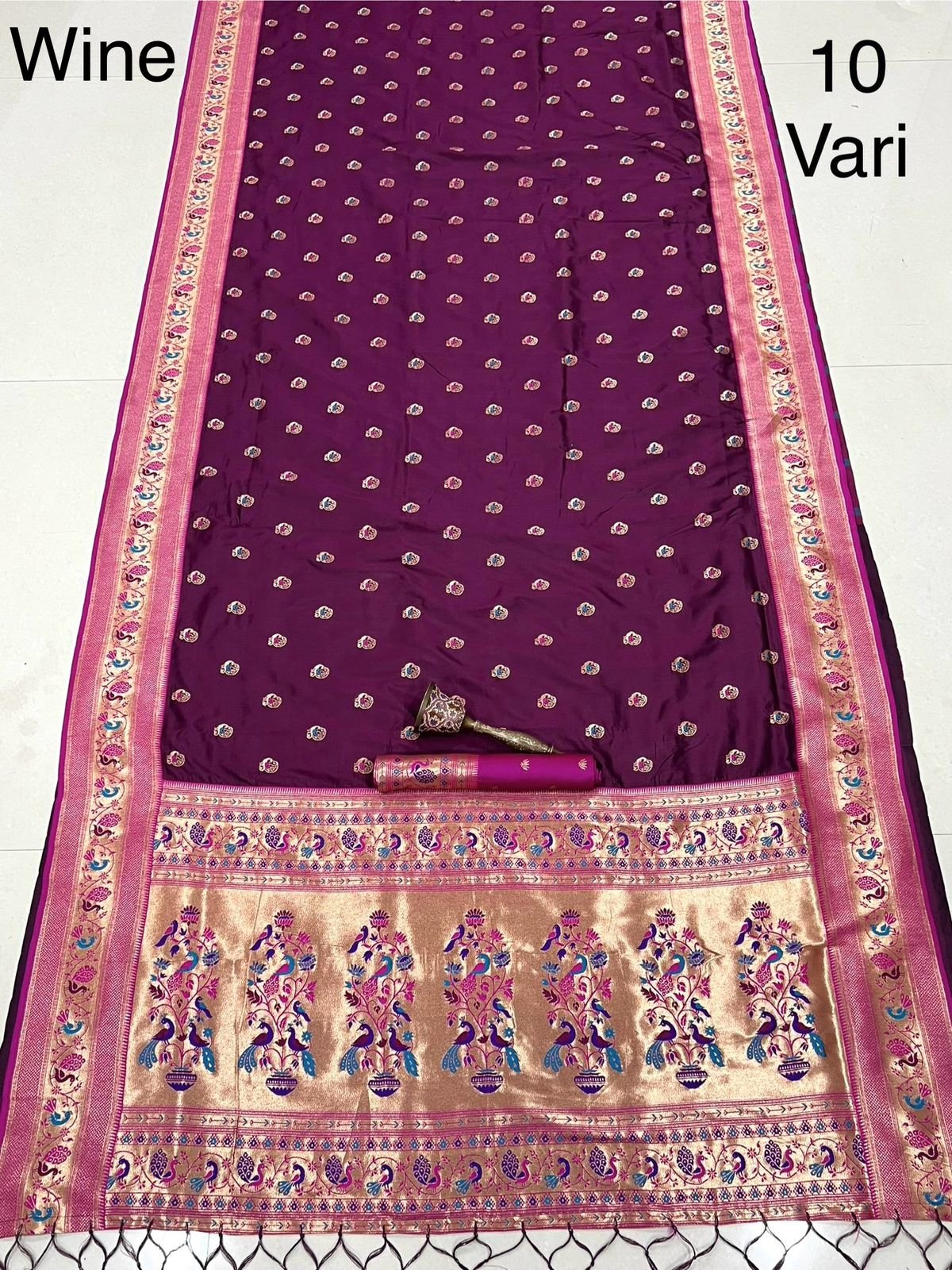 10 yards Peacock Design Paithani image 12
