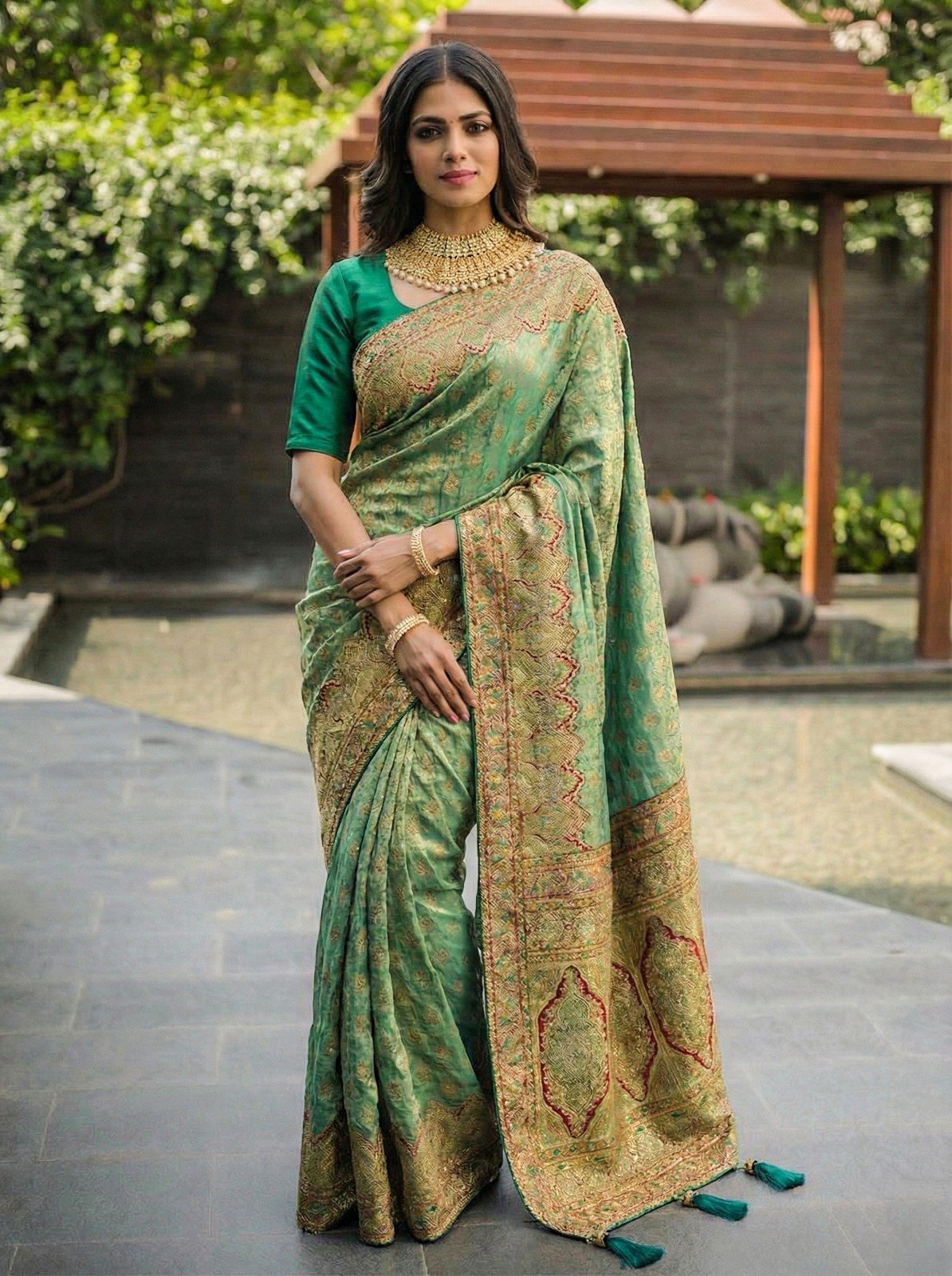 Premium Semi Silk Saree With Jarkan Work