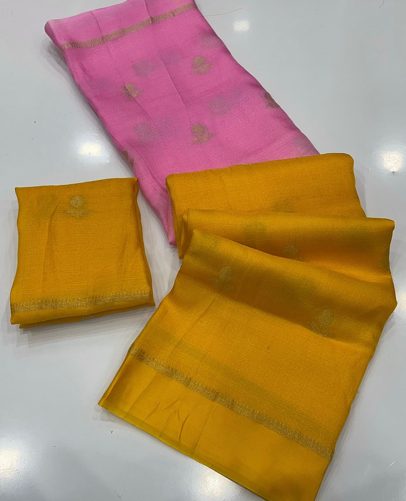 Pure soft Viscose Khadi silk fabric with satin border image 26