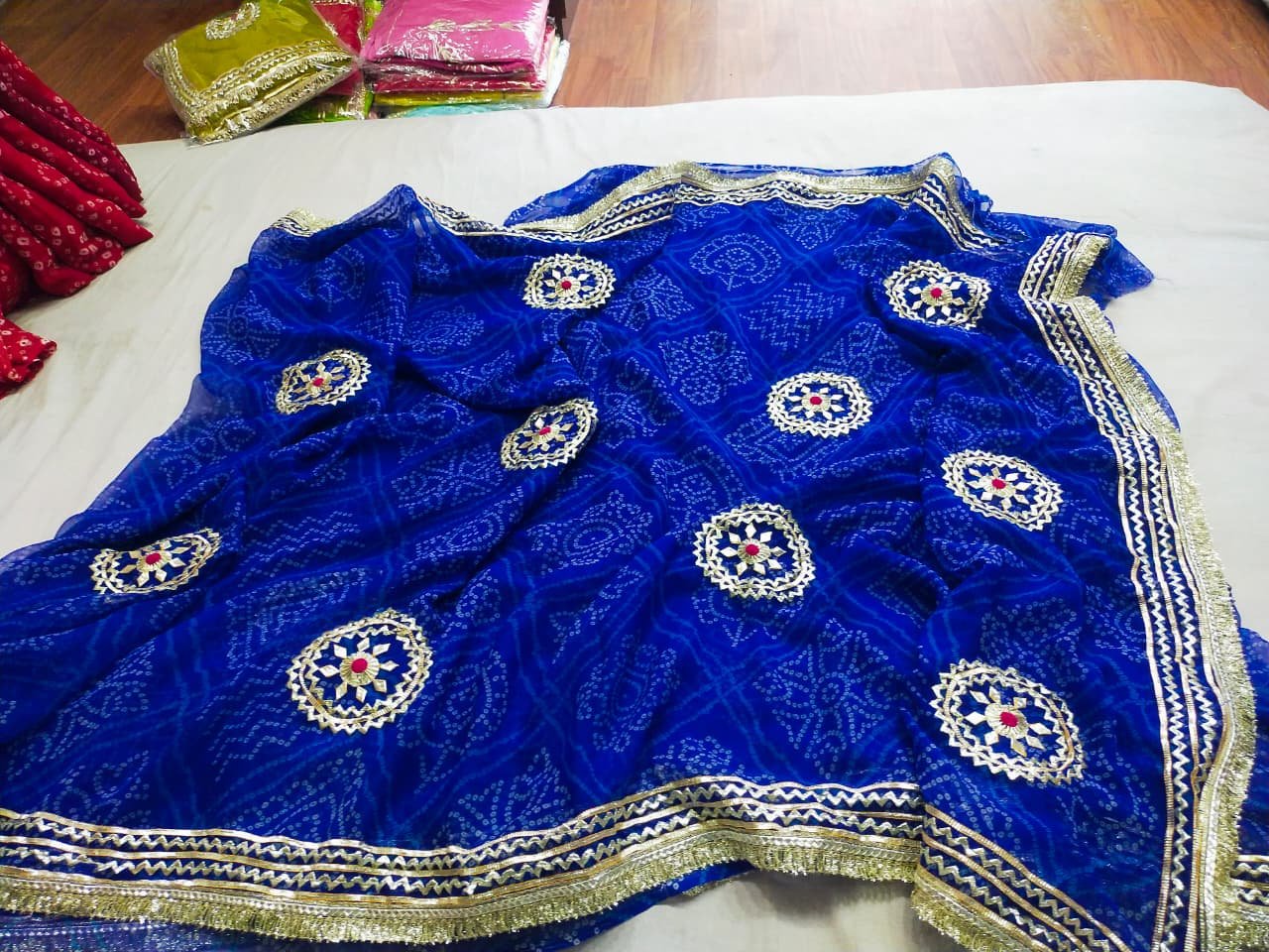 Georgett Fabric Gota Patti saree image 2