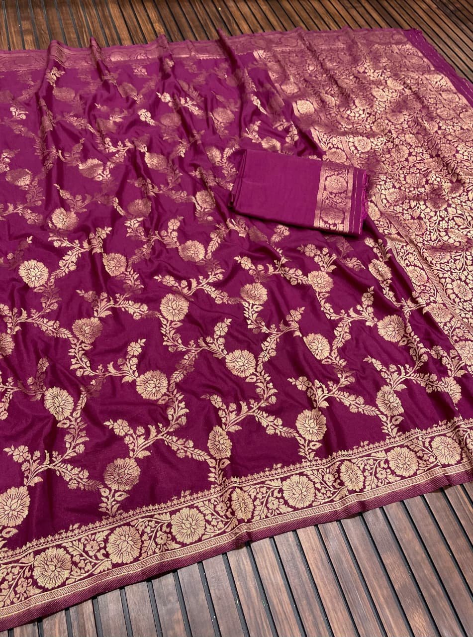 1 Banarasi Khadi Georgette Jaqurad Weaving Saree image 3