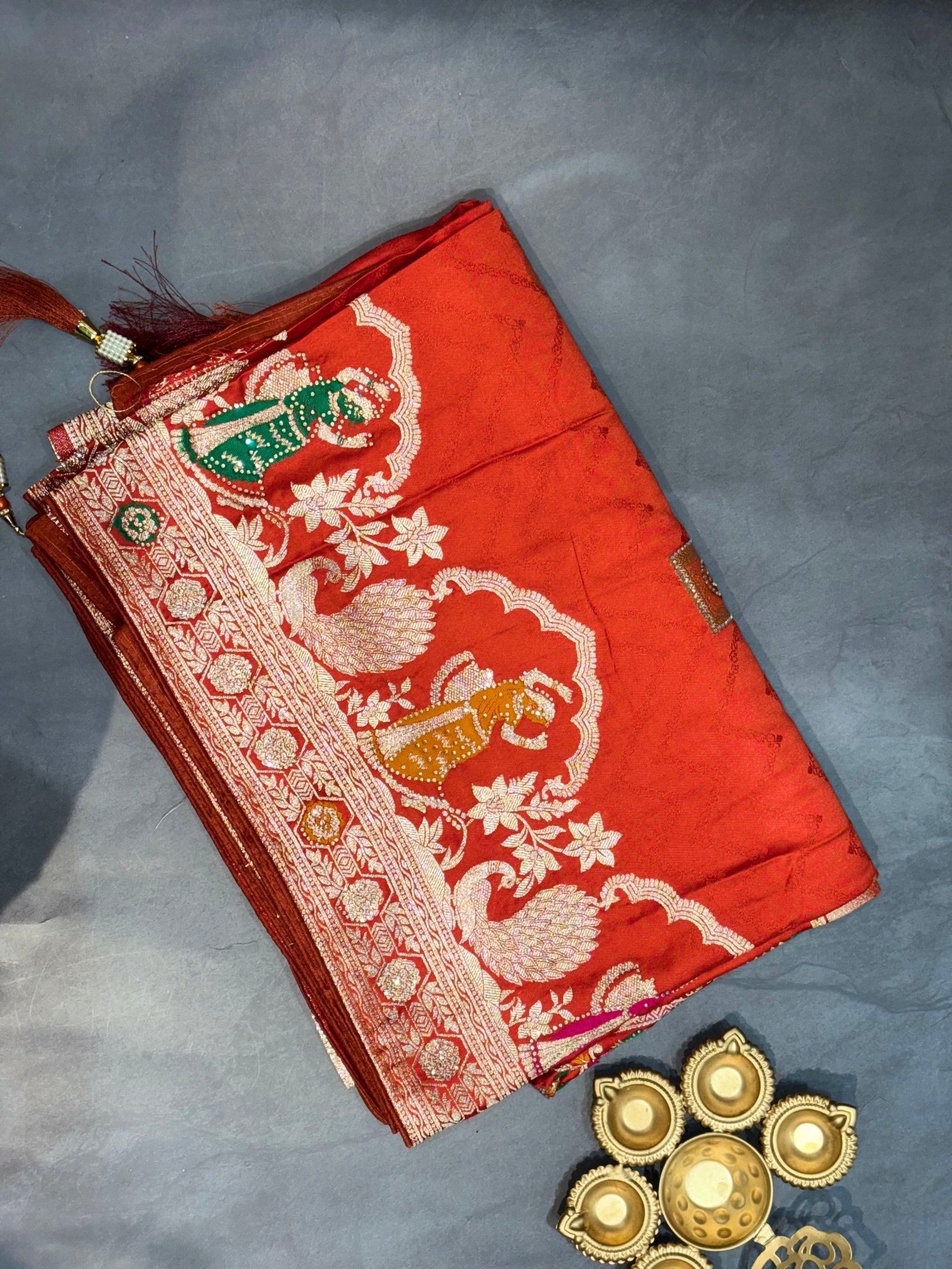 Bridal Satin Silk Saree image 7