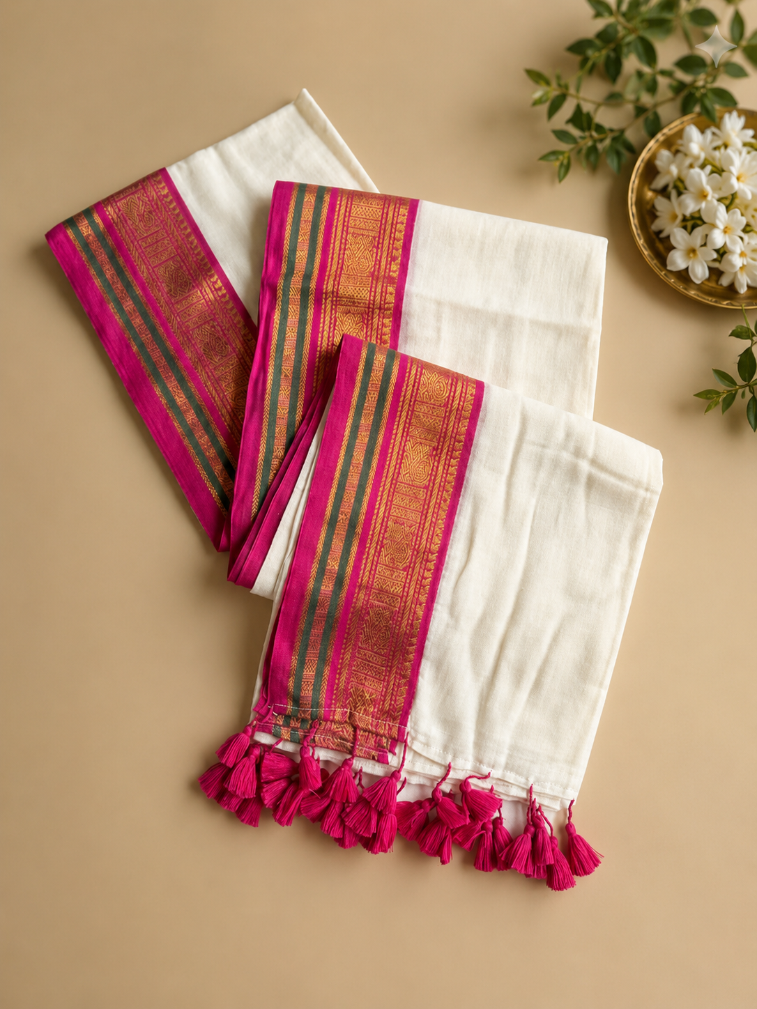 Onam Vishu Mul Cotton Saree image 2