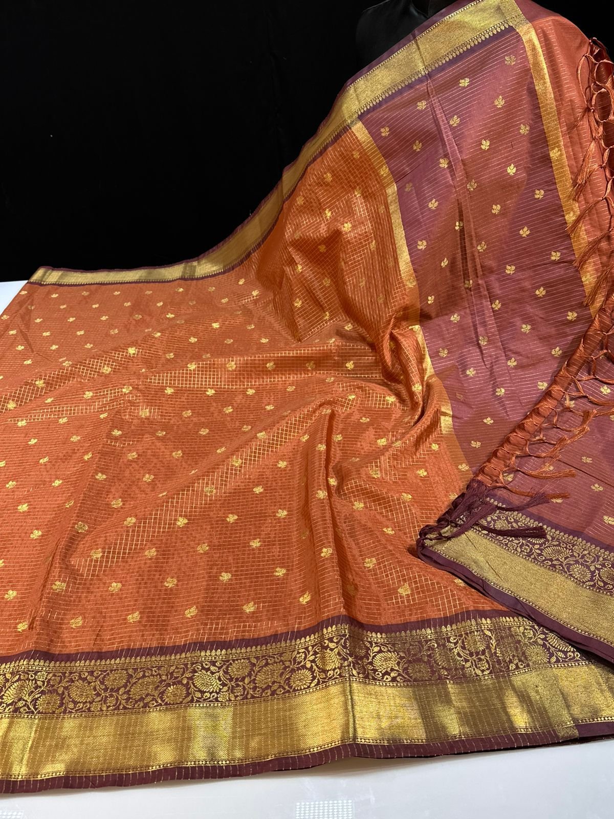 Vintage Checks Semi Silk Sarees image 11