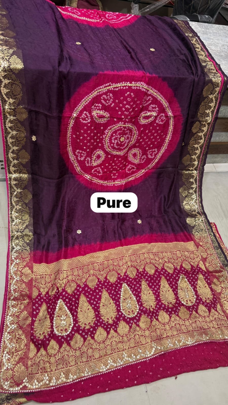 Pure HO Silk Handloom Silk Pure Bandhej Silk image 7