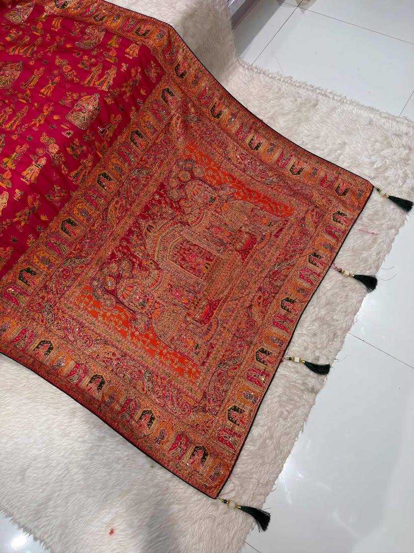 Dola Silk With Meenakari And Siroski Work image 5