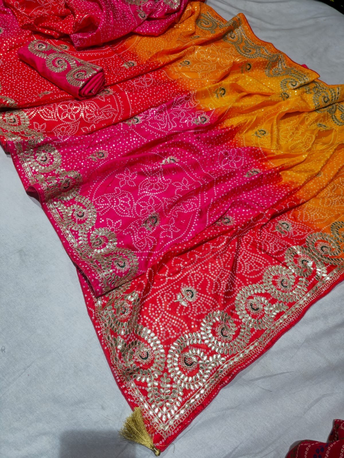 Modal Gajji Silk Saree With Gota Patti image 4