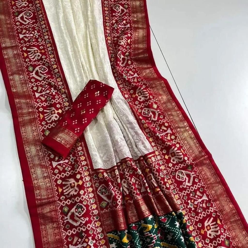 Premium Georgette chikankari lucknowi embroidered saree image 16