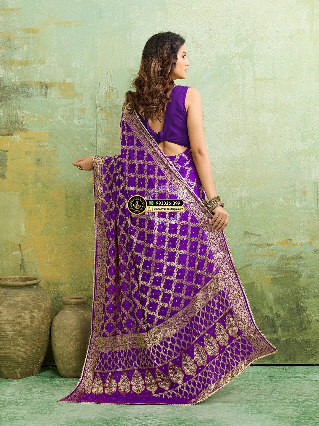 Banarasi Silk With Heavy Zari Work Saree with Handwork (single color) image 12
