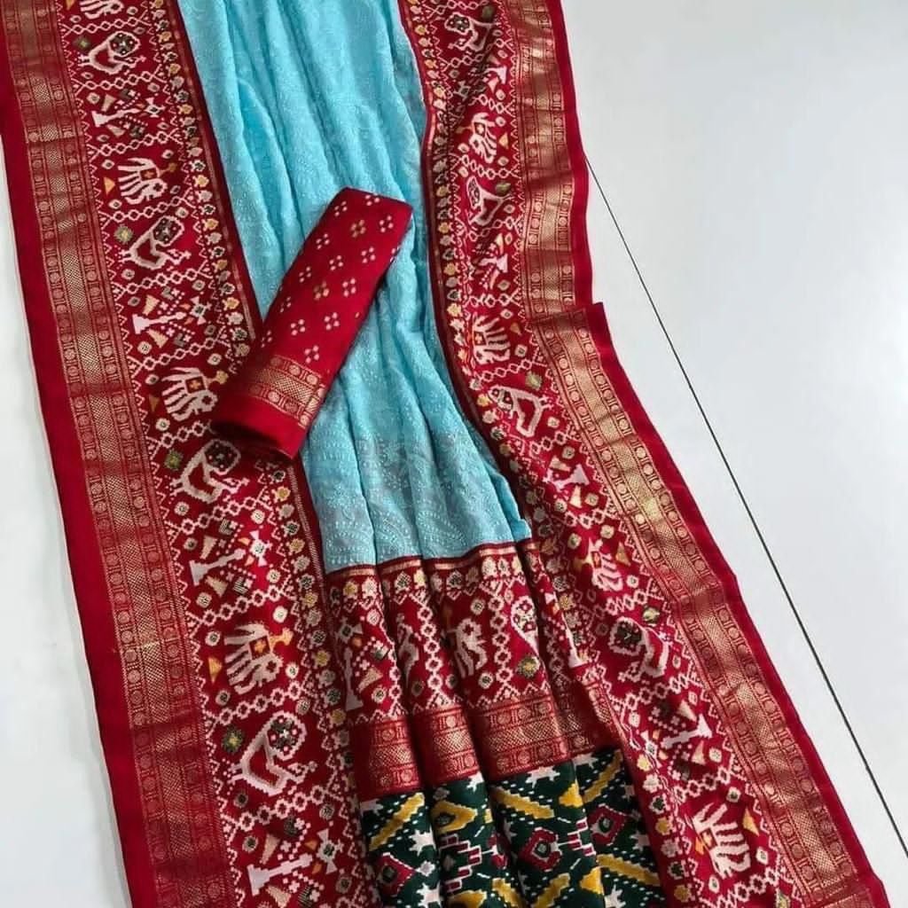 Premium Georgette chikankari lucknowi embroidered saree image 12