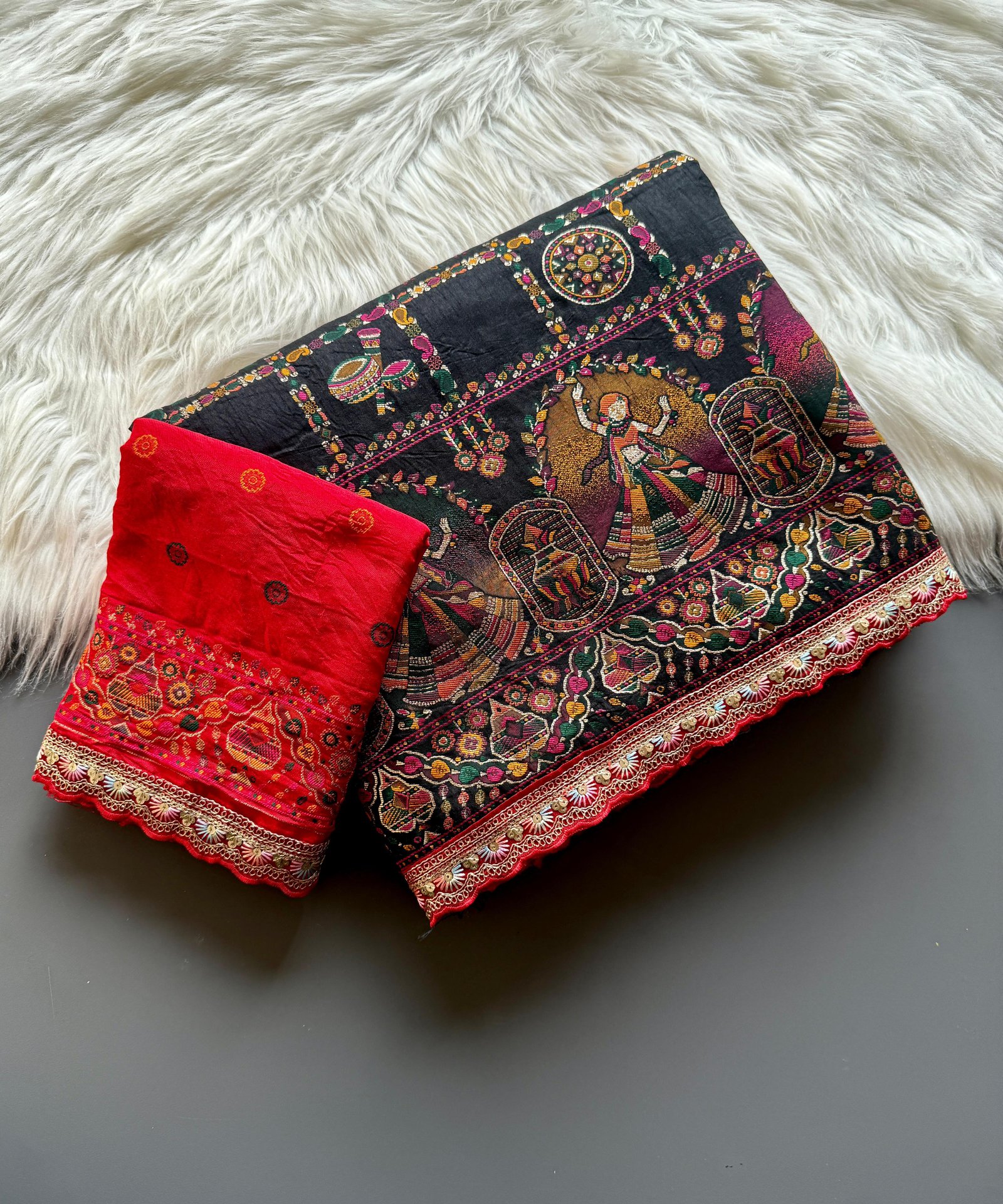 5 Pure Soft Rajwadi Pashmina Silk Jaquard Weaving Saree image 5