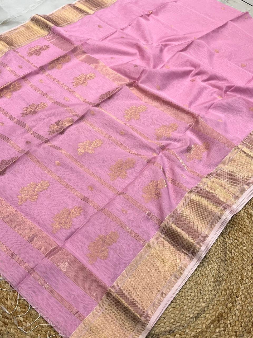 Pure Handloom Maheshwari Three Lines Saree image 8