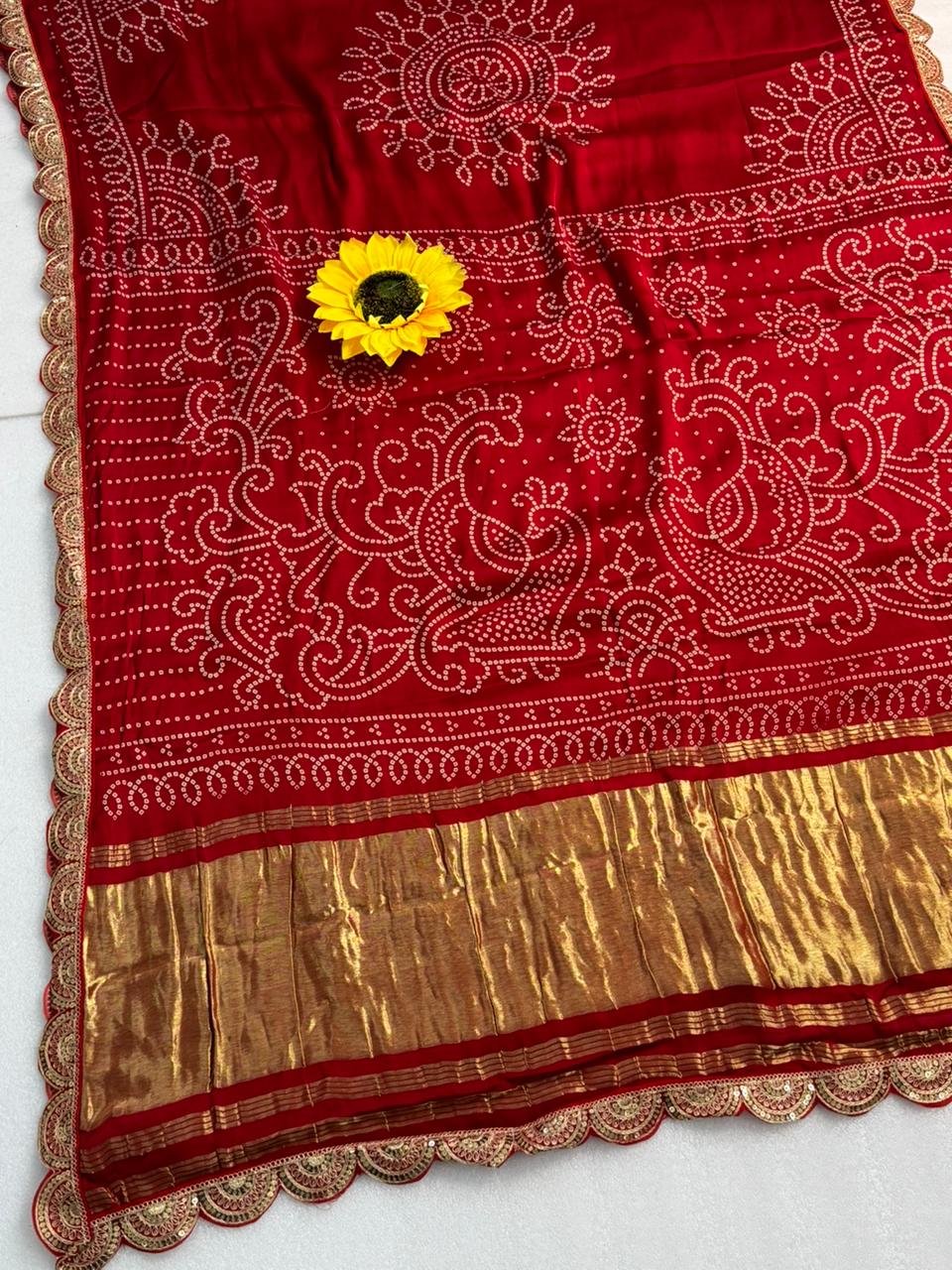 Pure Modal Silk Ajrak Saree with Lagdi Patta image 4