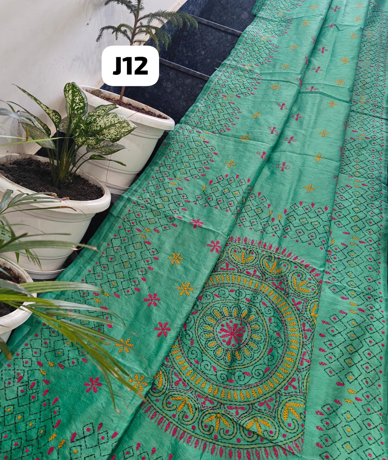 1 Chanderi Fabric Saree with Kantha work image 17