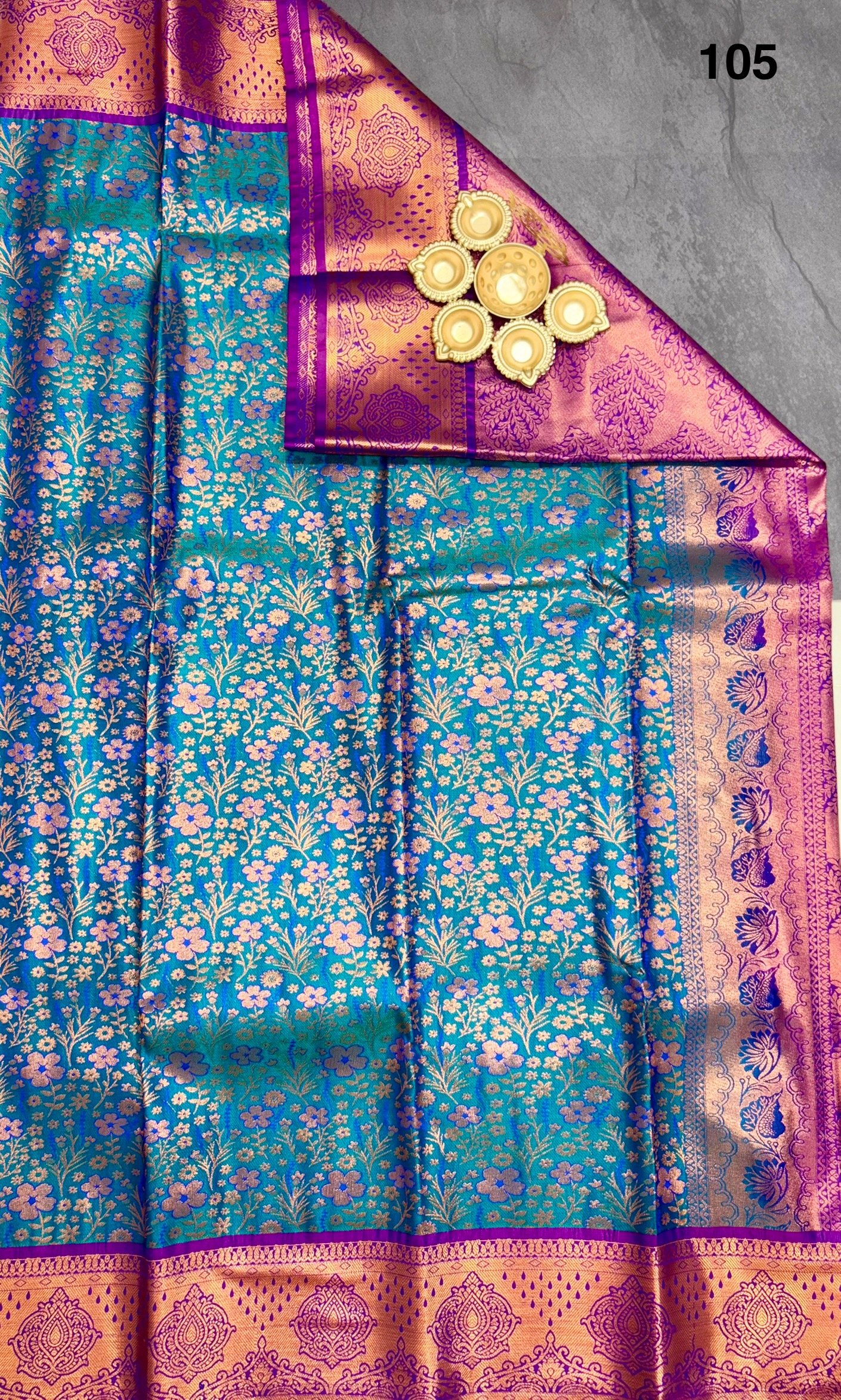 Peacock Tone Semi Silk Sarees image 8