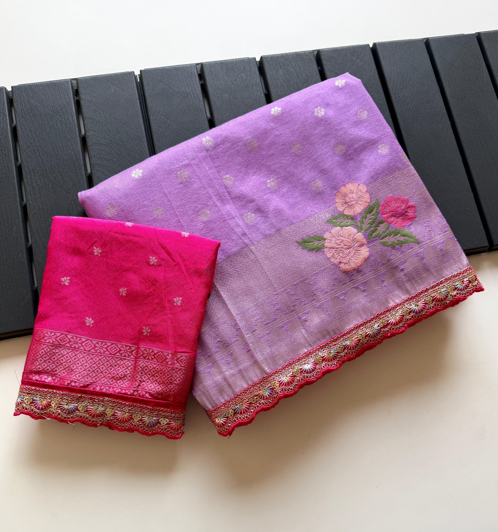 Pure Khadi Crepe Georgette Minakari Weavin Saree image 3
